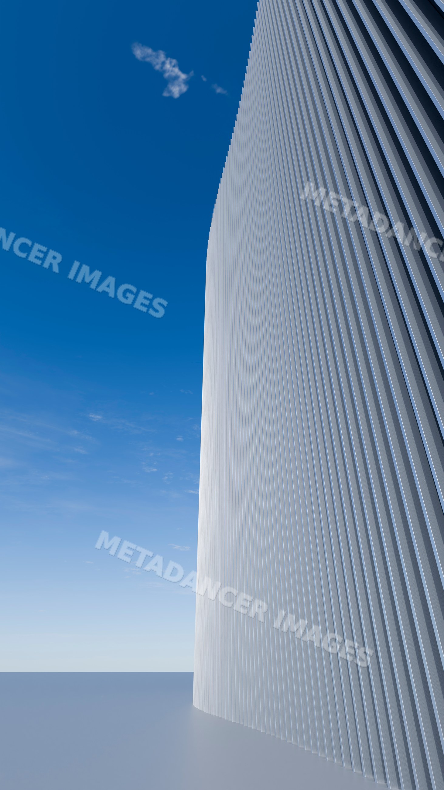 Modern building with curved vertical lined facade