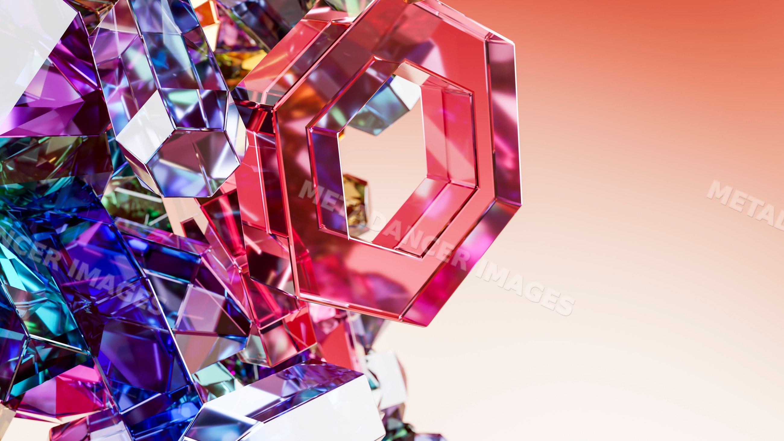 Abstract 3d digital illustration of colorful transparent geometric