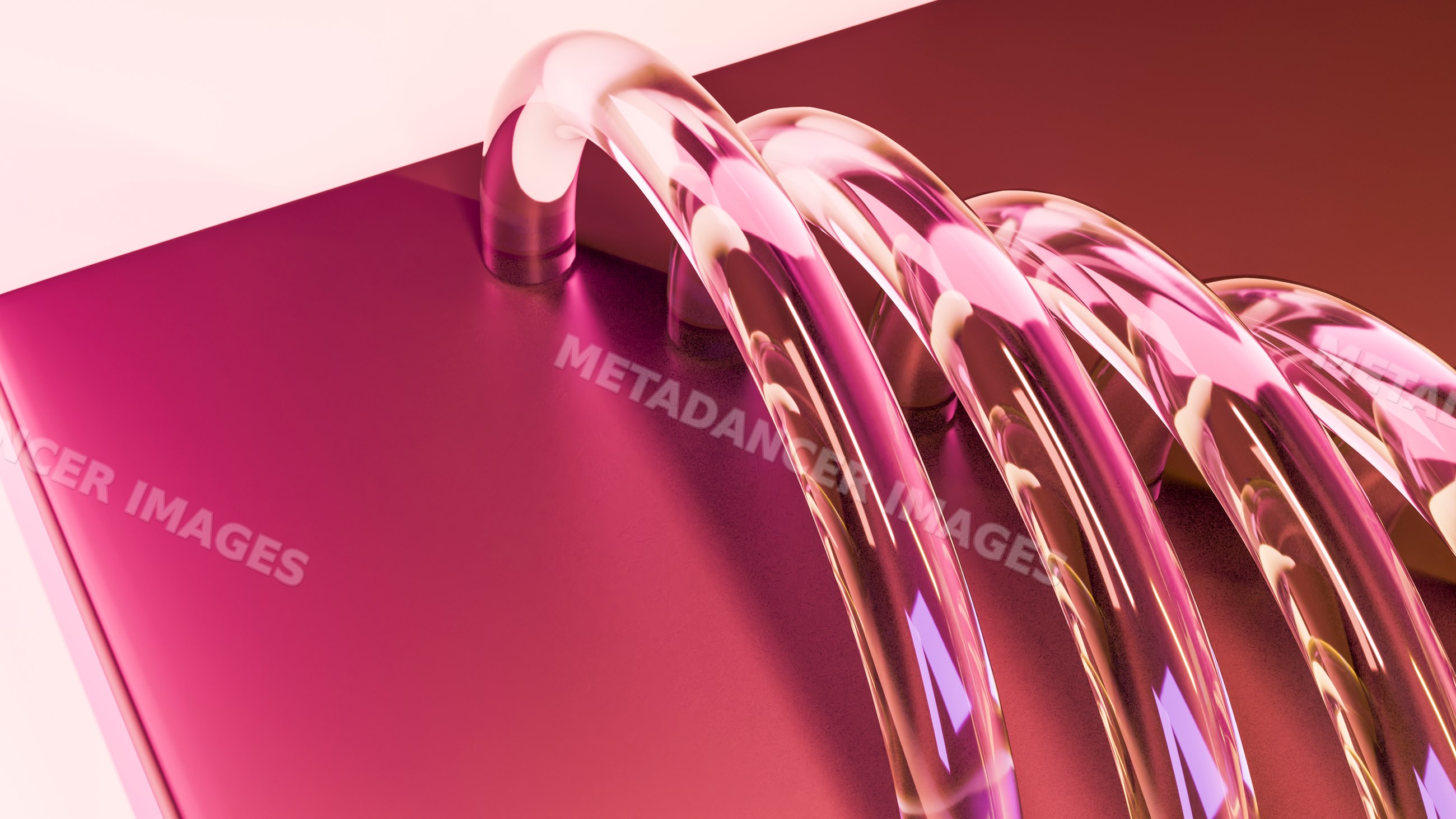 Abstract pink glass tubes over reflective pink surface illustration