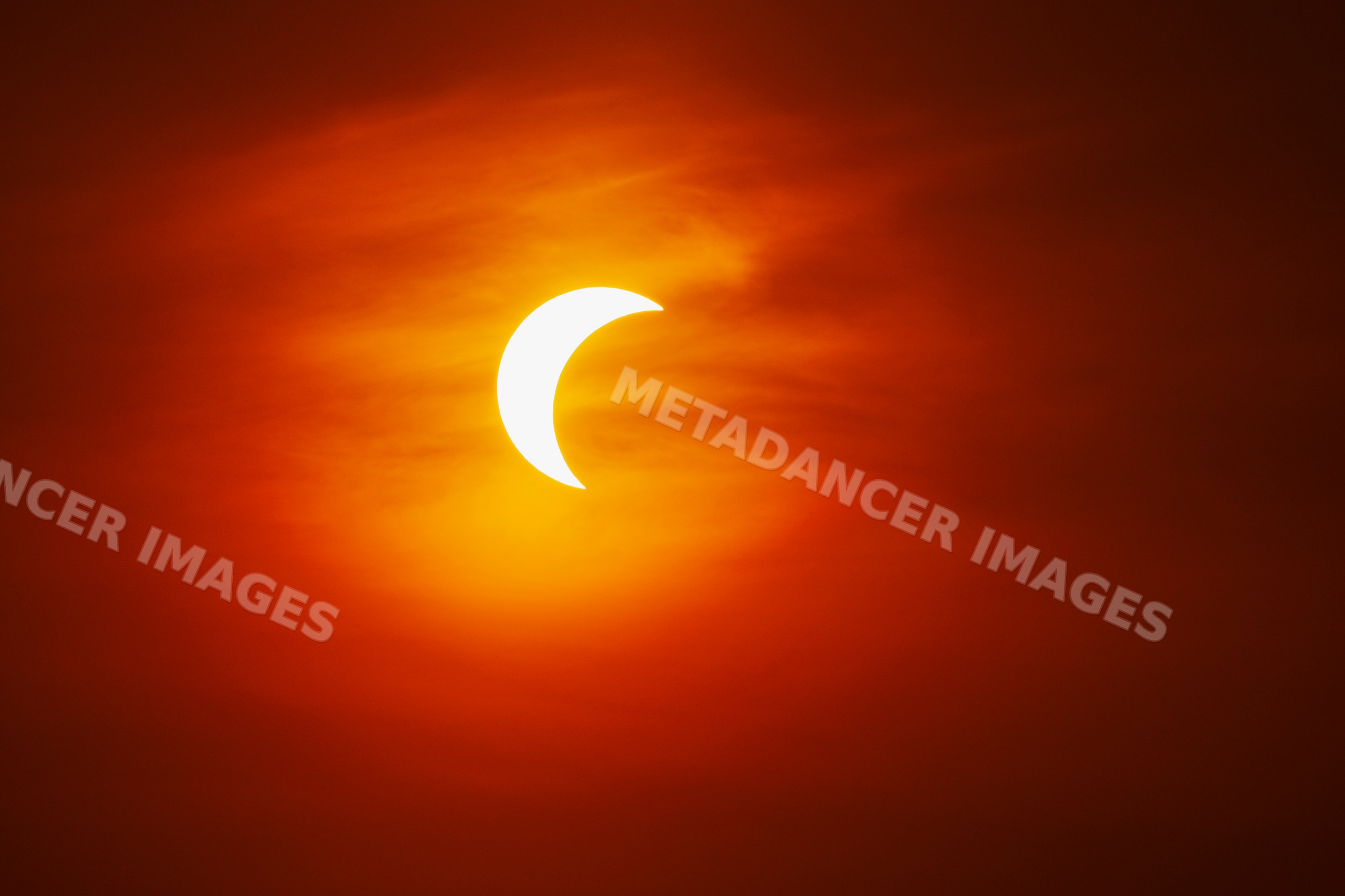 Solar eclipse over valldemossa in Mallorca, Spain