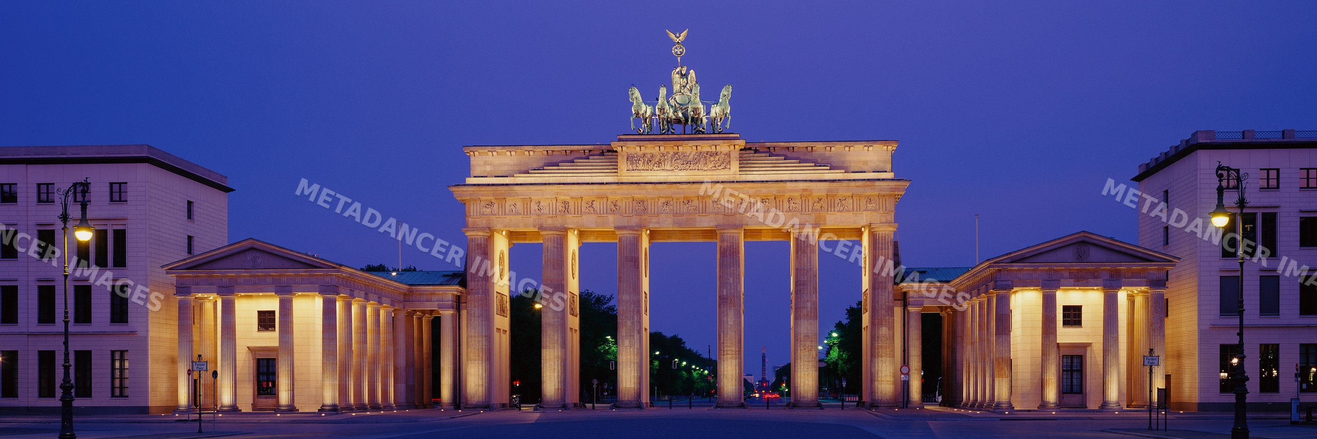 Brandenburg gate landmark illuminated