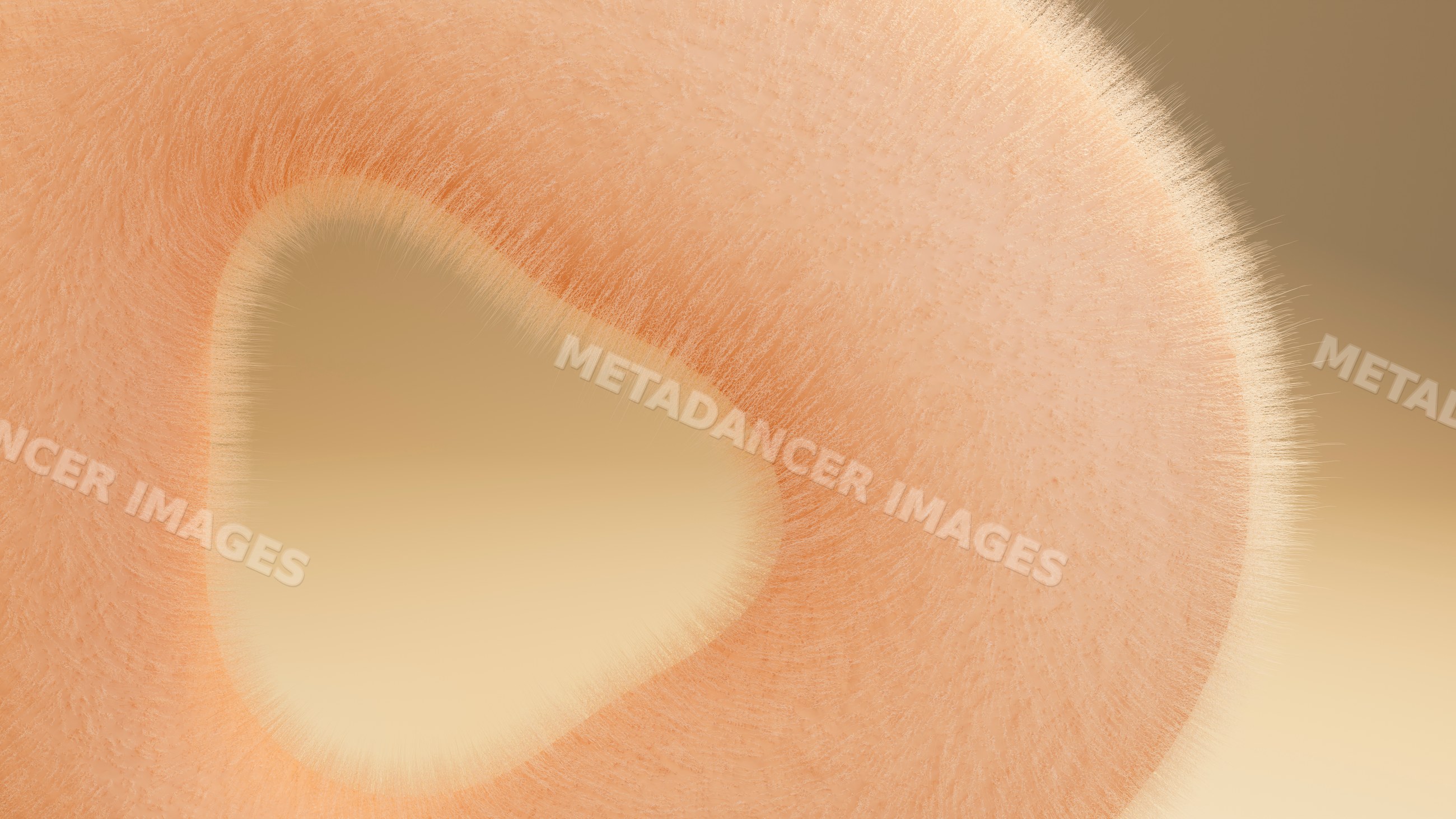 Abstract digital illustration of soft fuzzy orange shape with smooth