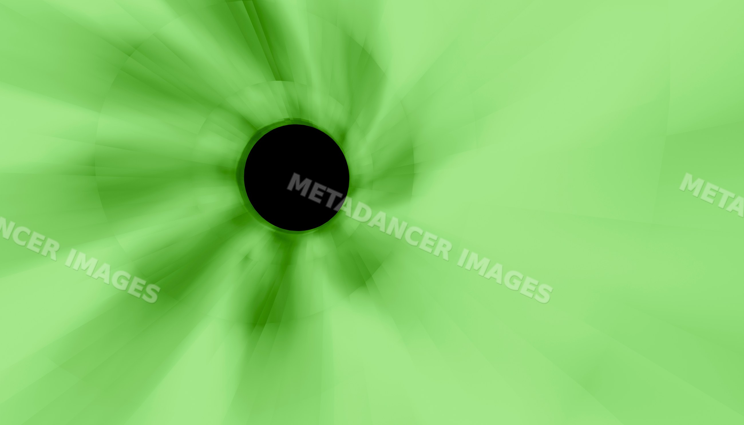 Abstract digital vortex with green radial blur and Black center circle