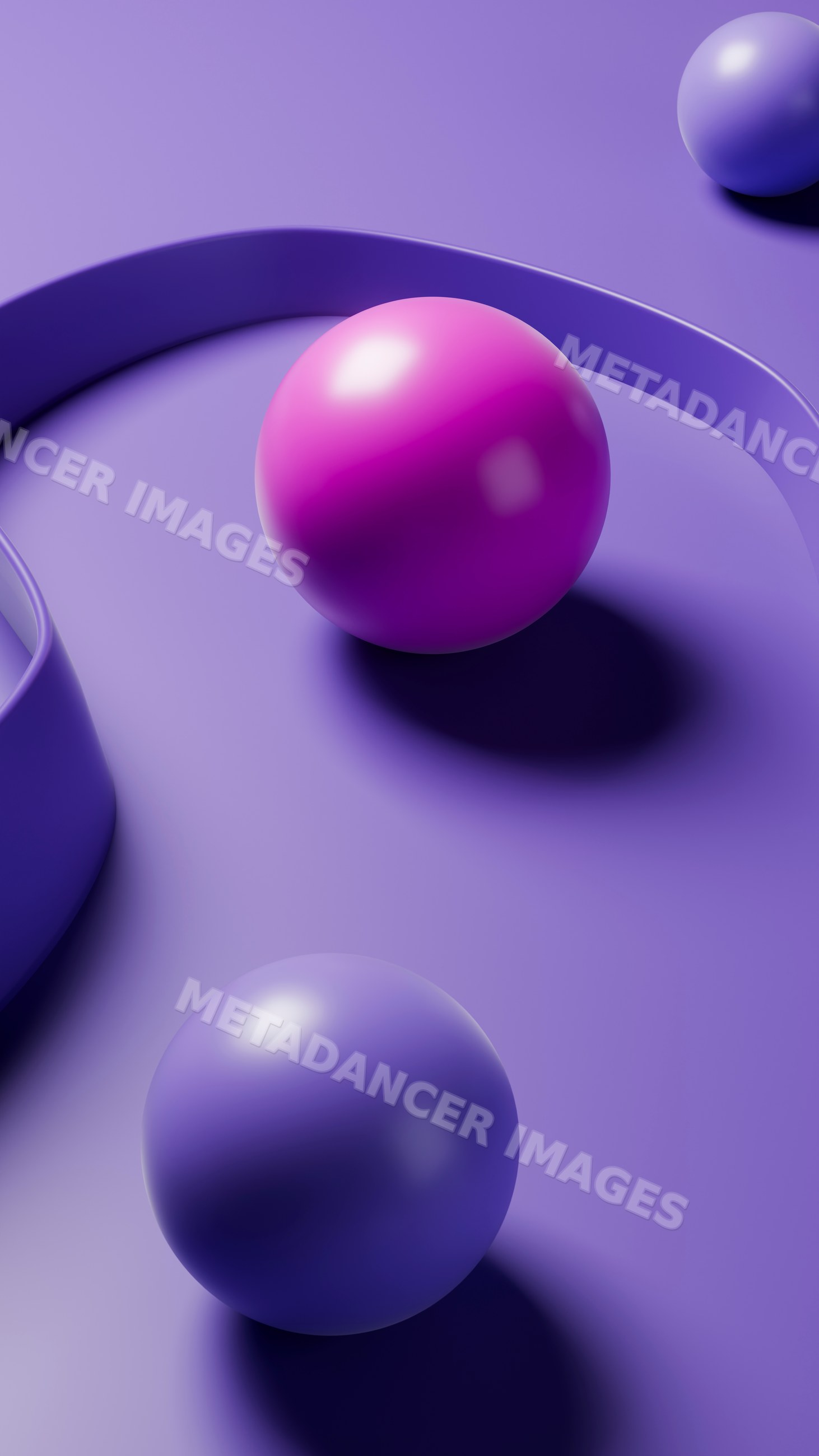 Abstract illustration of colorful spheres on purple background
