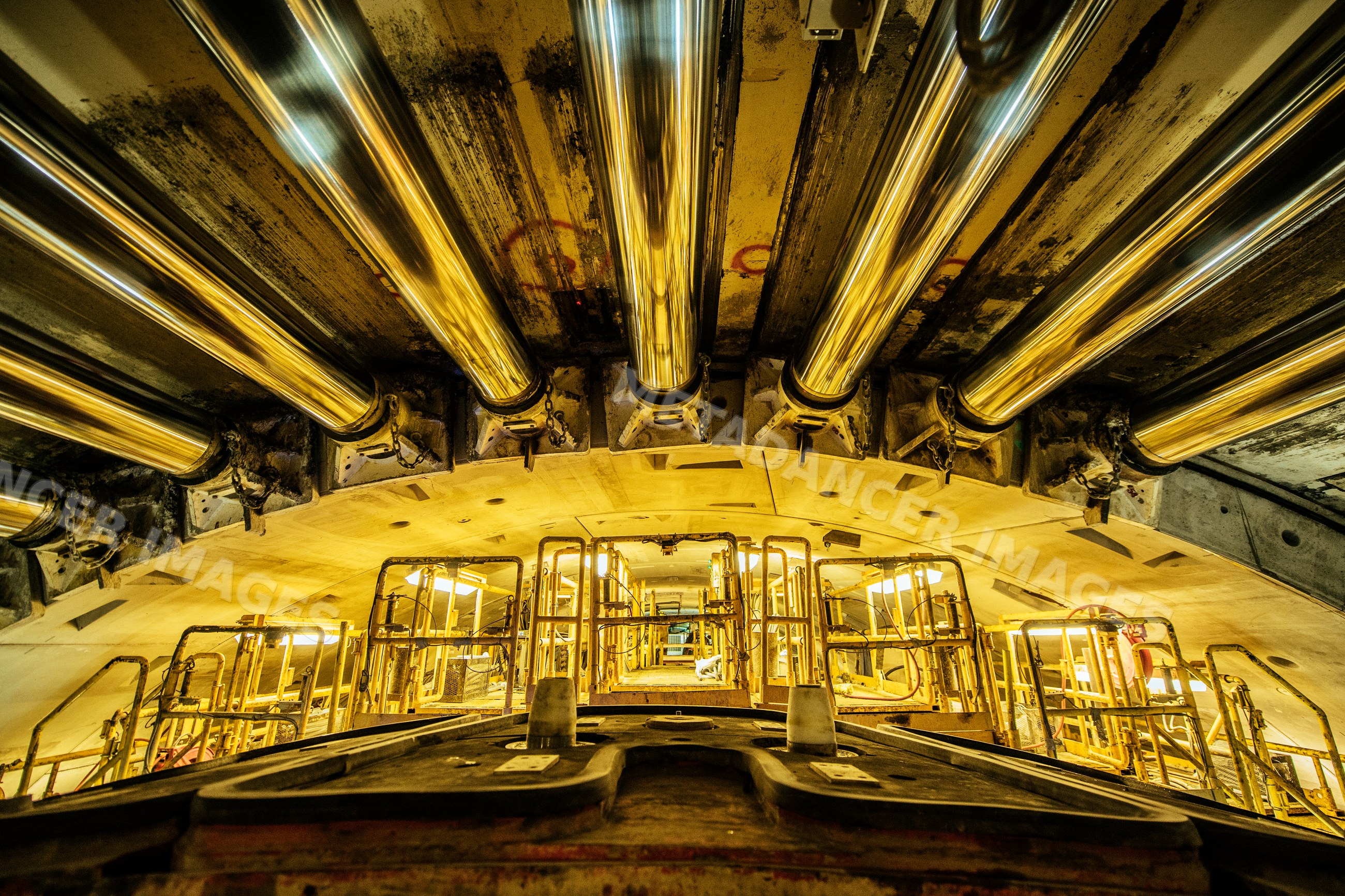 Interior of a tunnel boring machine during underground construction