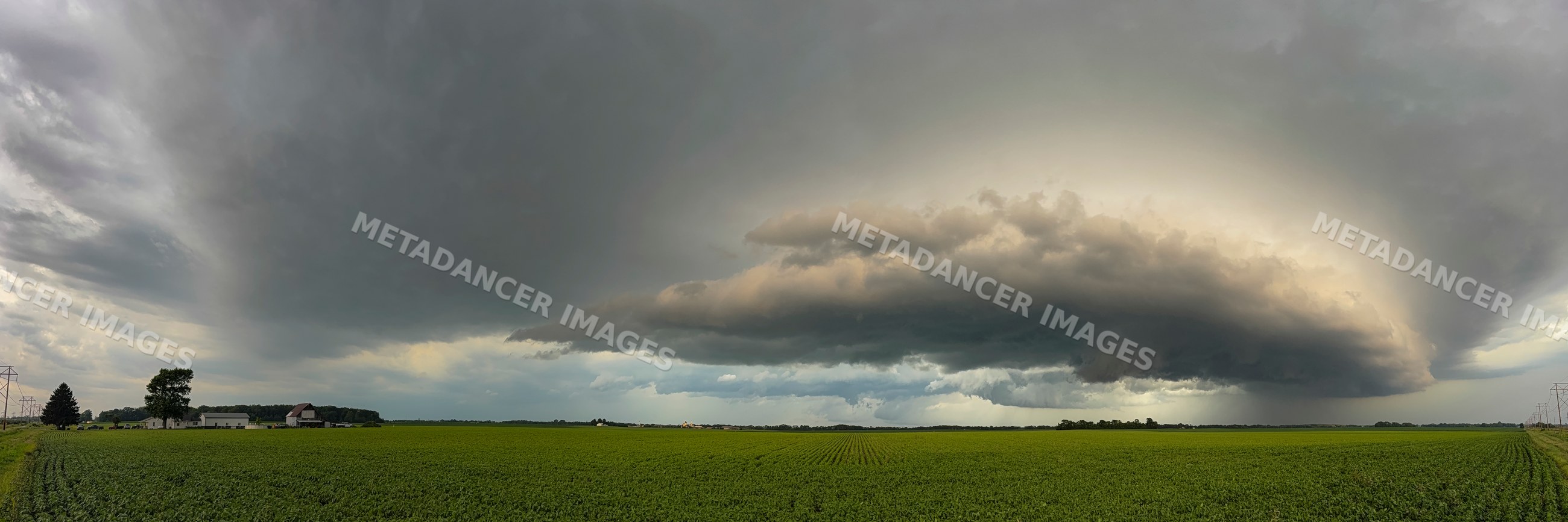 Supercell thunderstorm over farmland in charleston, illinois
