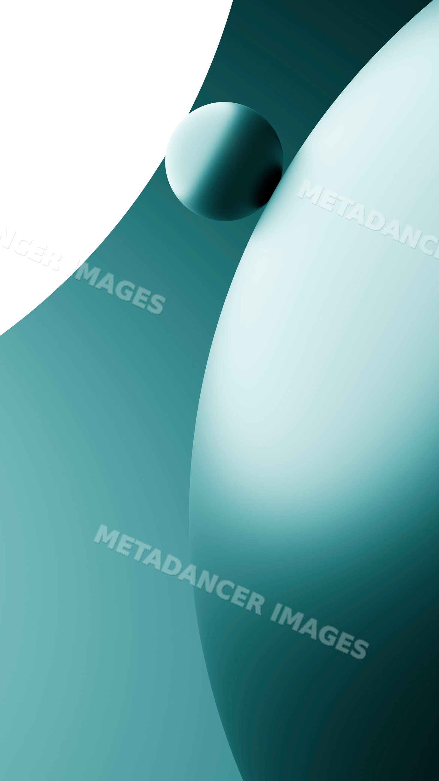 Abstract digital illustration with blue gradient spheres and curved