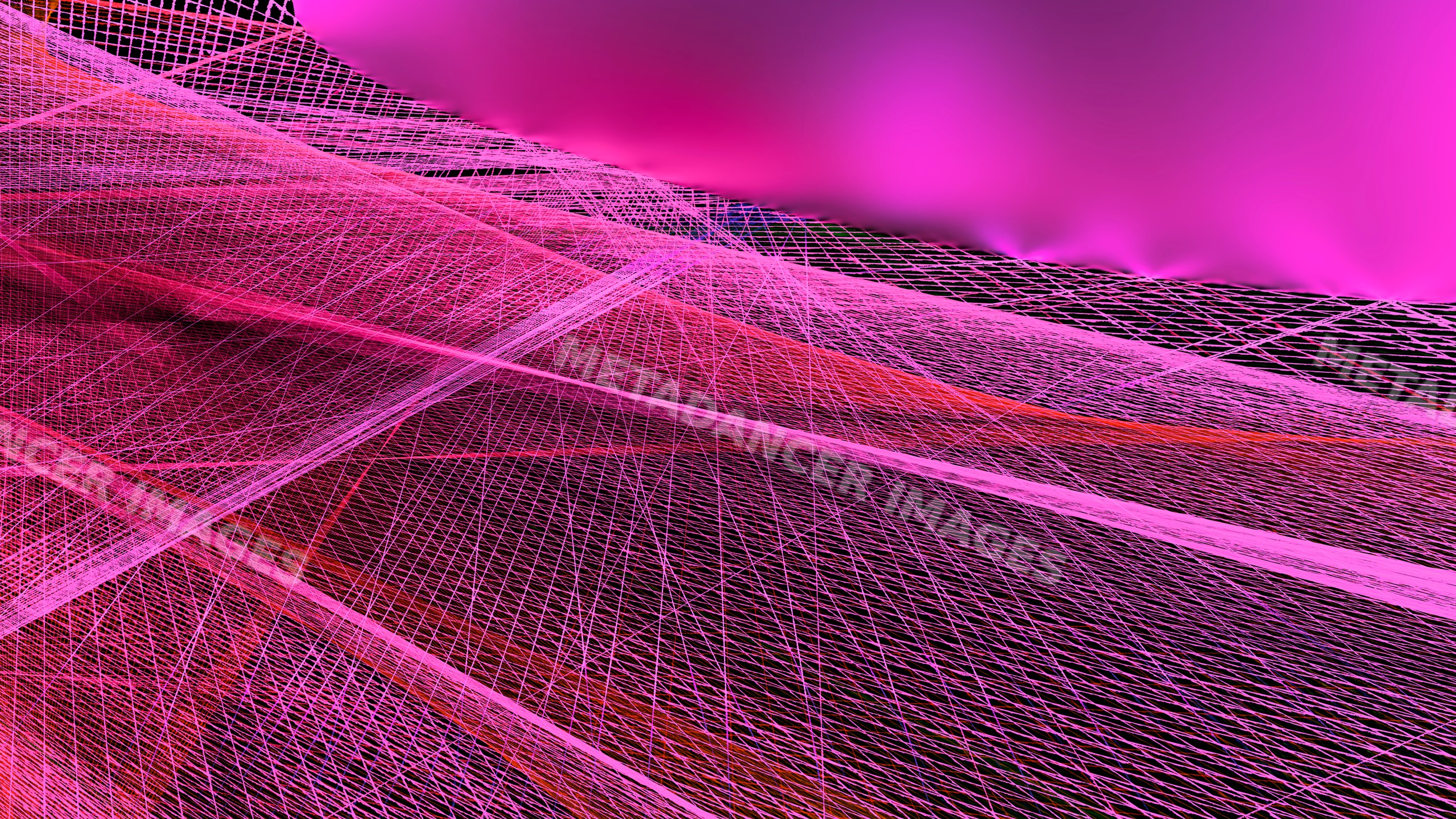 Abstract 3d digital network mesh with interconnected pink lines