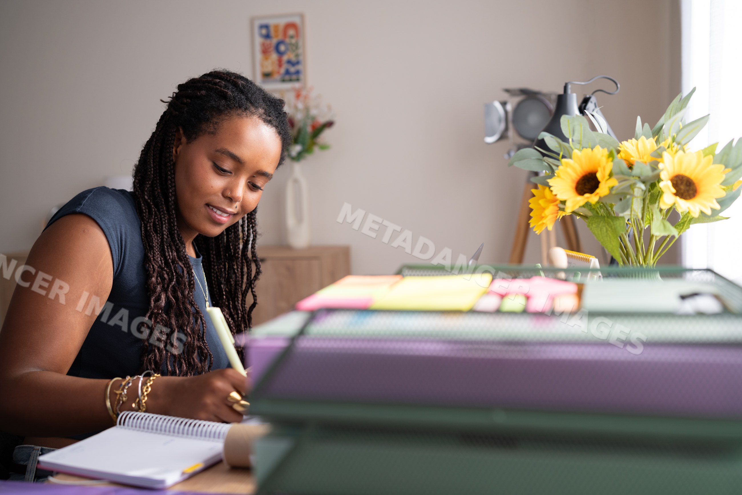 African American woman writing