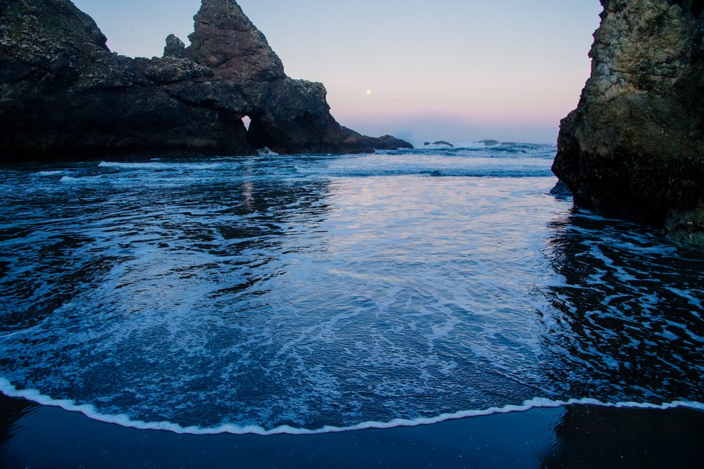 Waves washing onto rocky beach at meyers creek Oregon