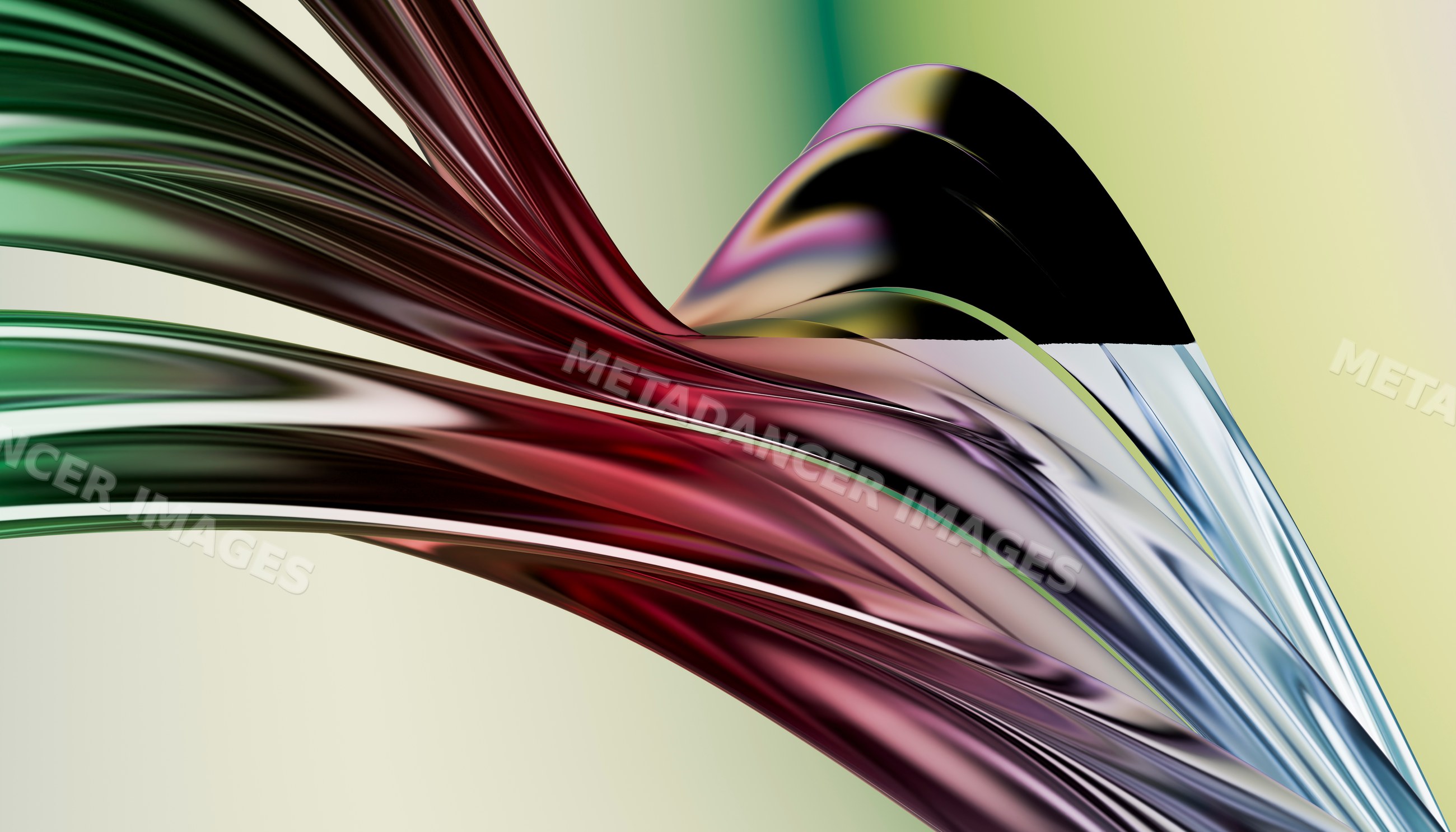 Flowing metallic ribbons forming an abstract shiny design
