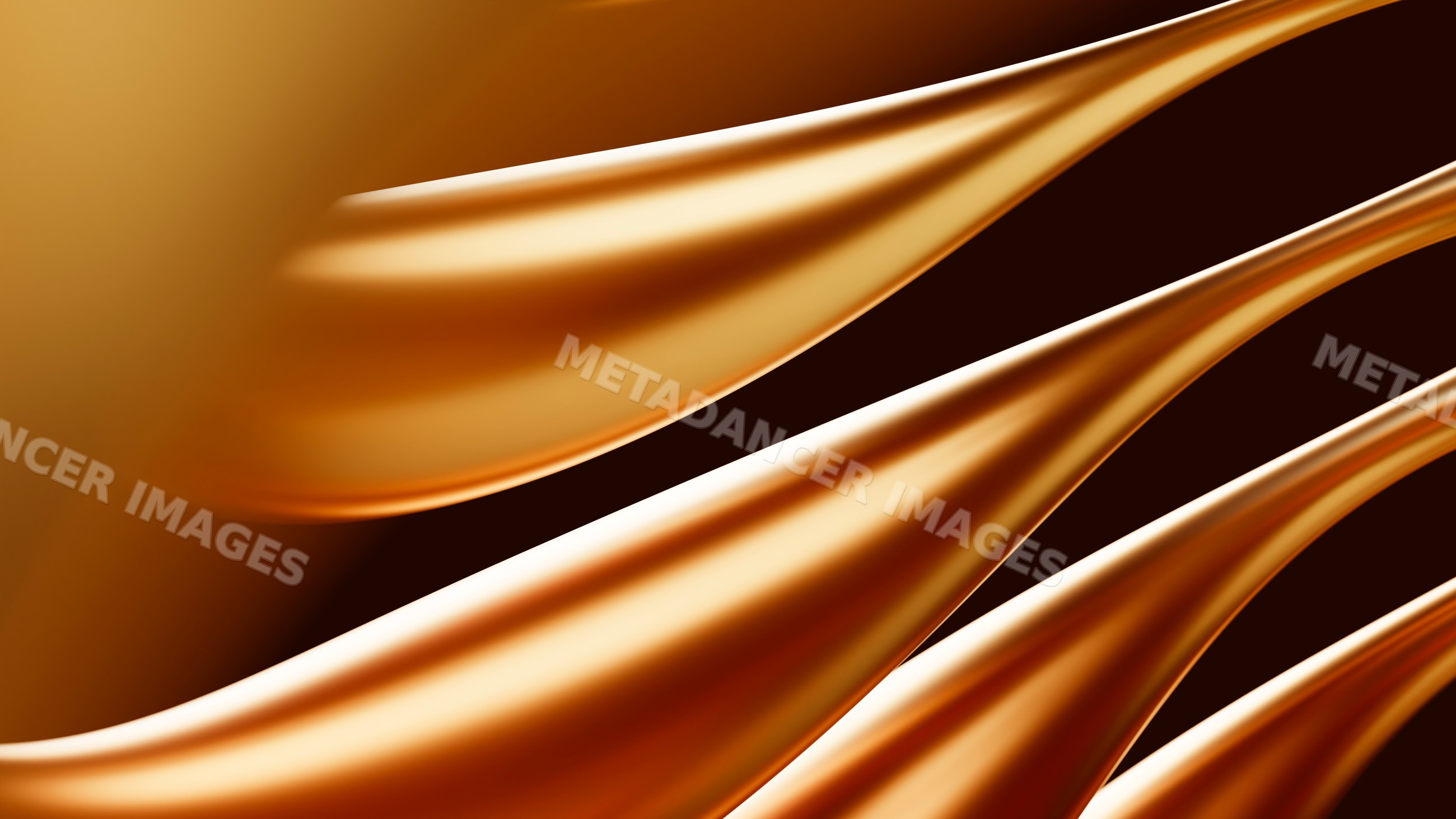 Abstract smooth liquid gold waves with glossy metallic texture