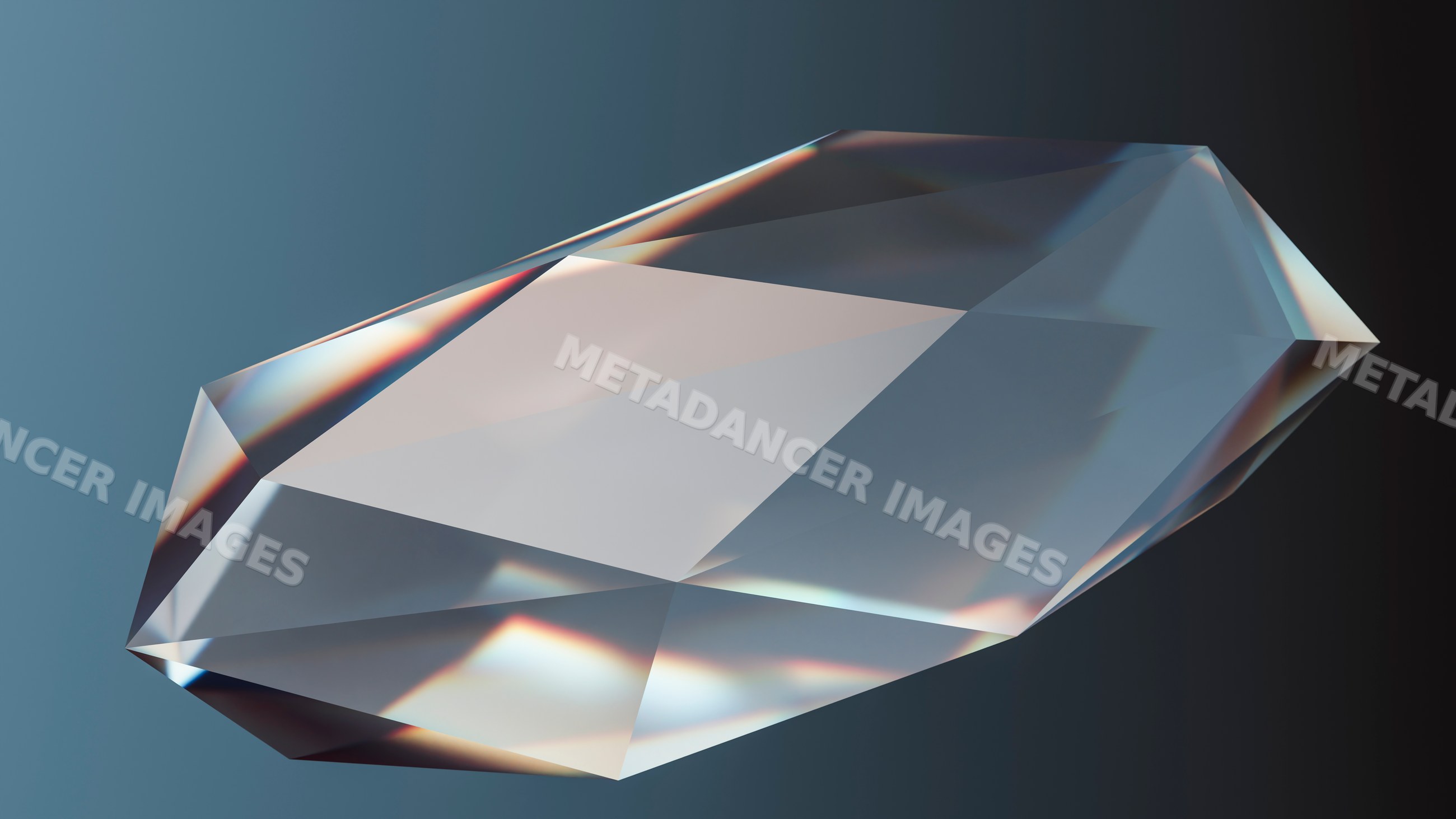 Diamond gemstone with sharp facets reflecting light