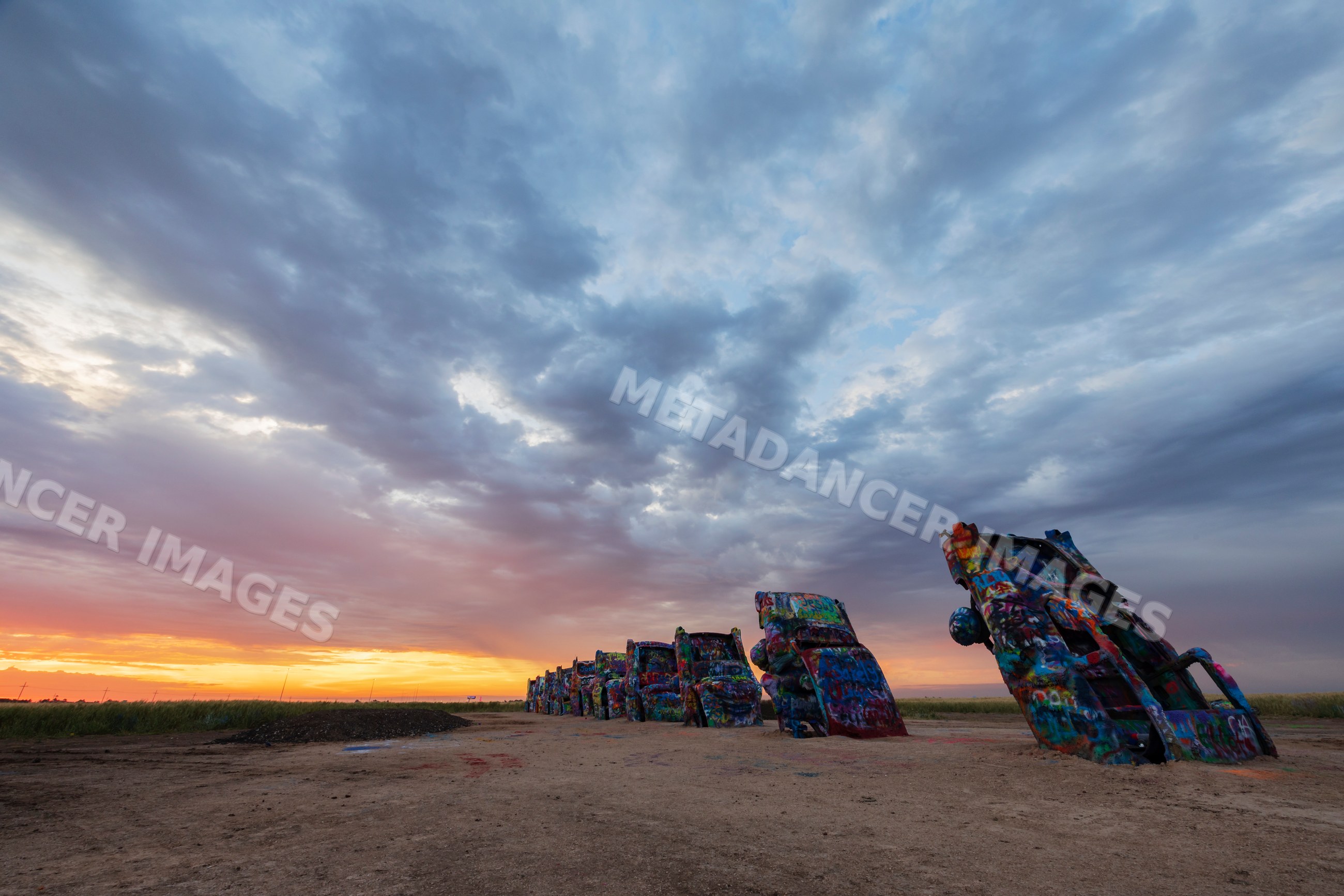 Cadillac ranch art installation of painted cars
