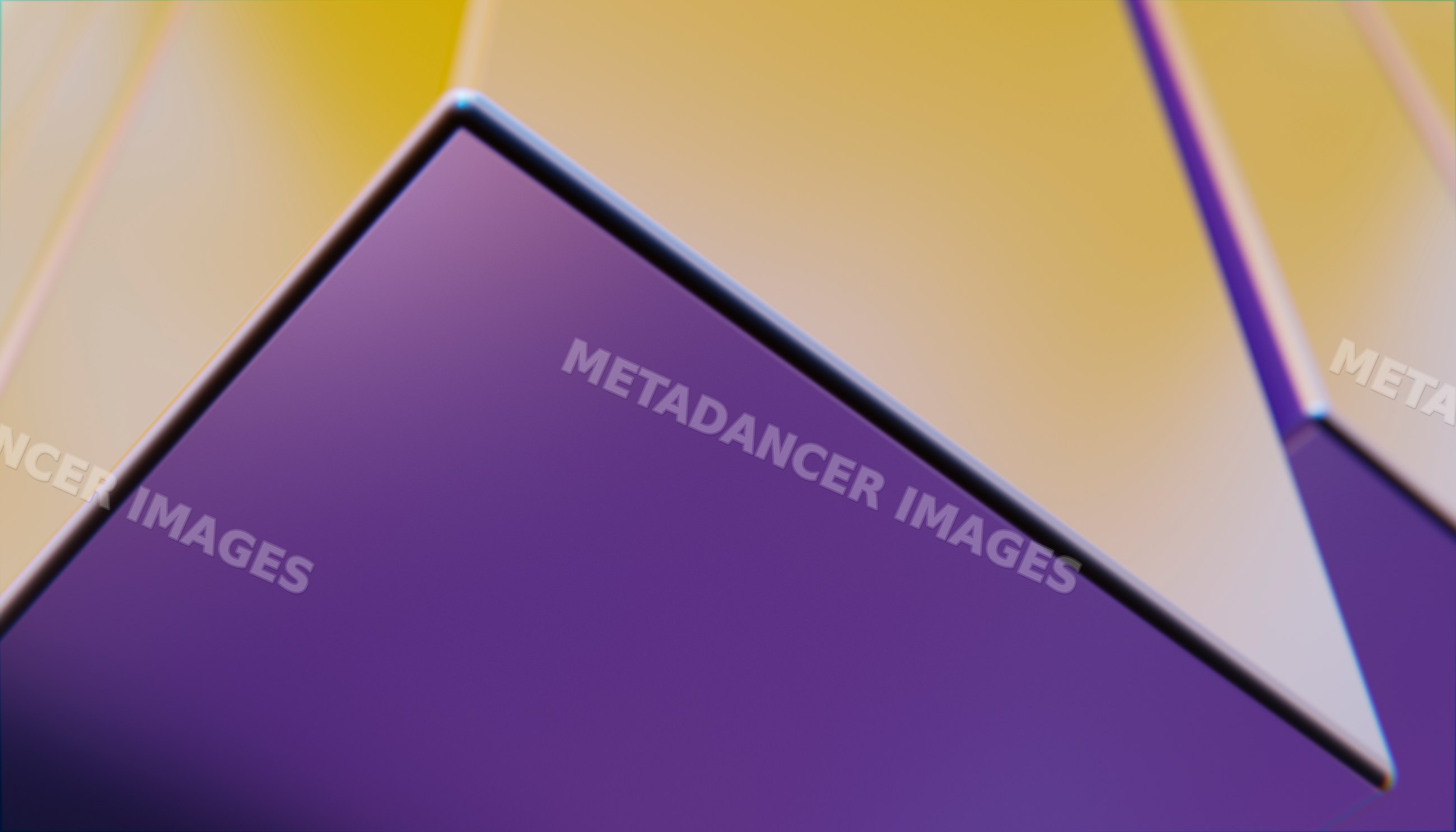 Close-up of abstract purple and yellow geometric glass shapes
