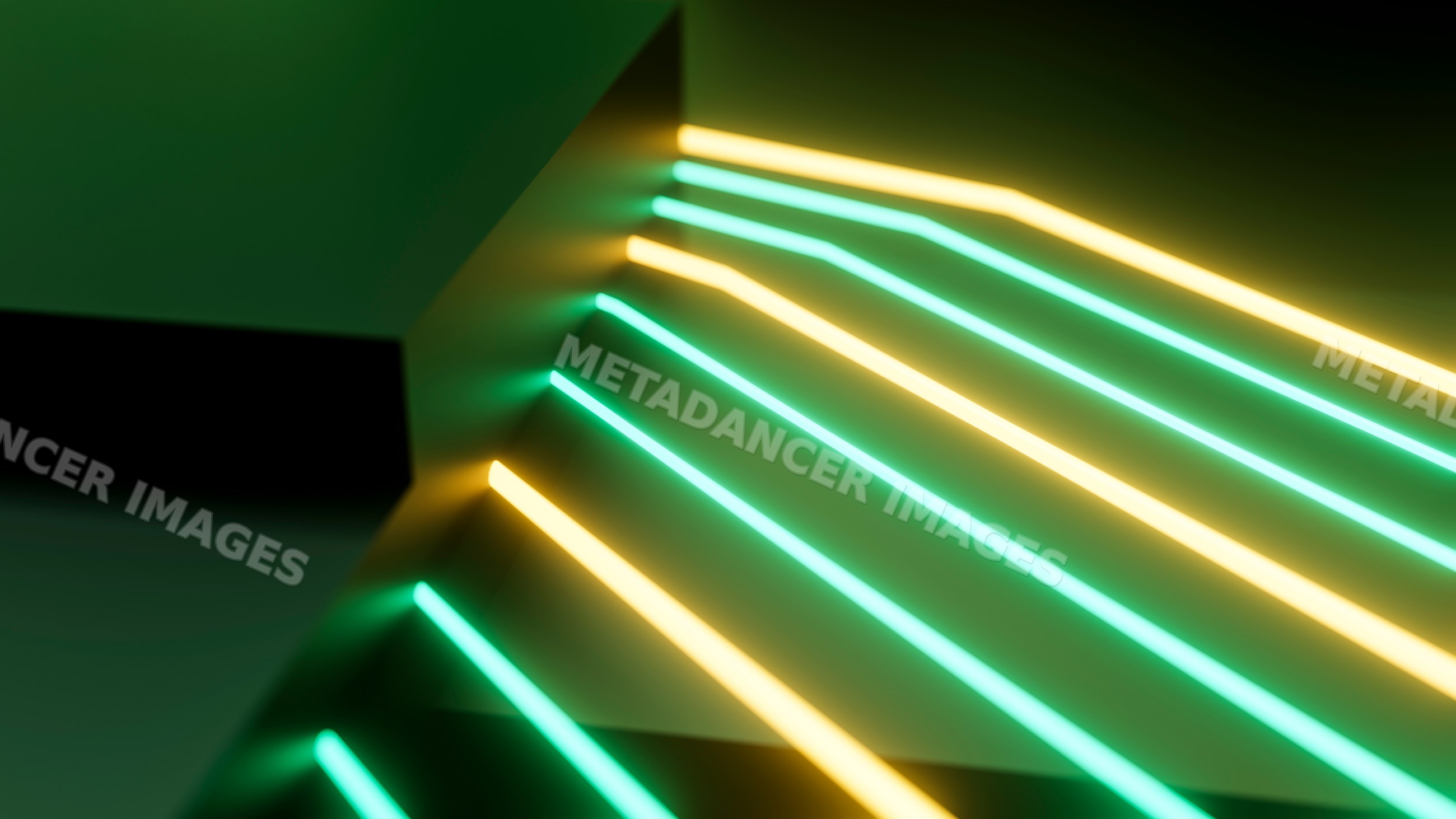 Abstract digital illustration of neon light bars on dark background