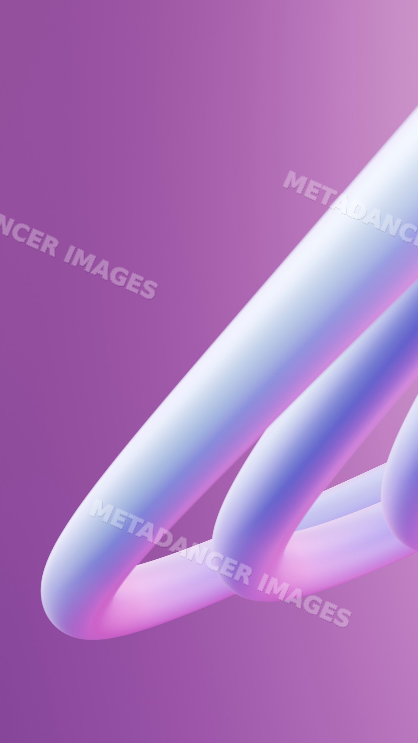 Abstract curved 3d tube loops with purple gradient background