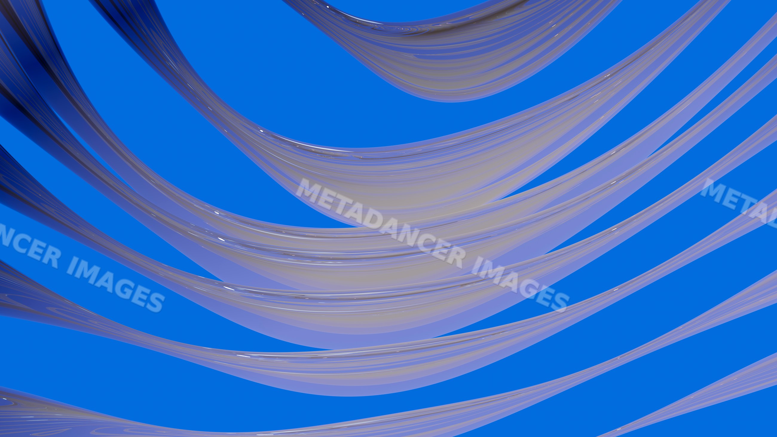 Abstract digital illustration of translucent flowing blue curves