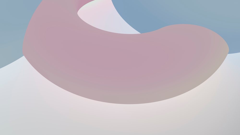 Abstract digital illustration with smooth curved pink and blue shapes