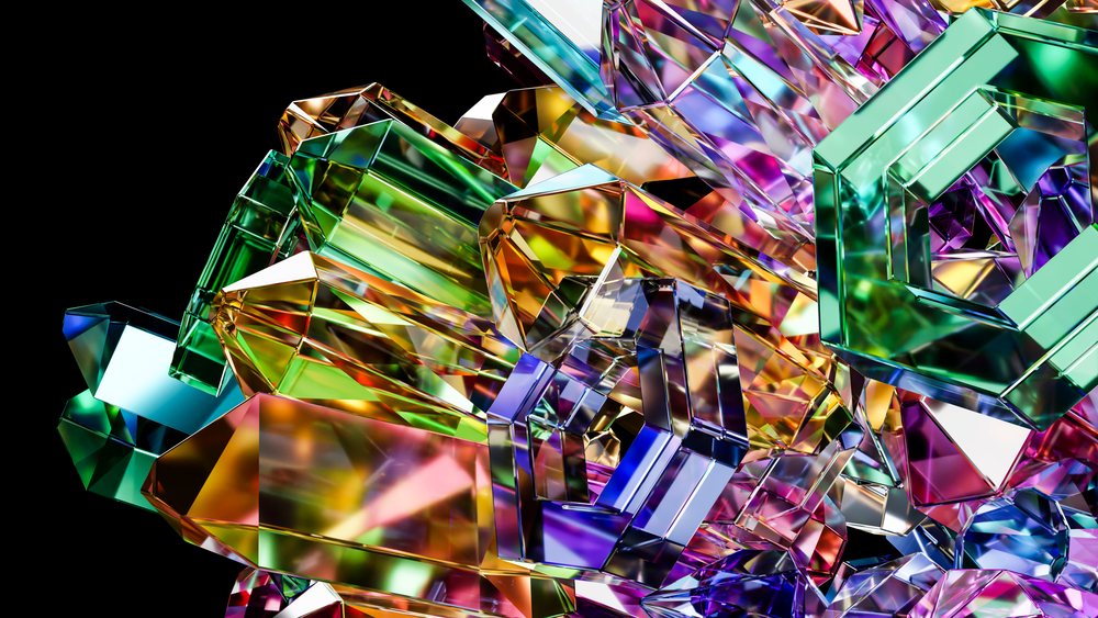 Colorful abstract geometric crystal illustration with prismatic