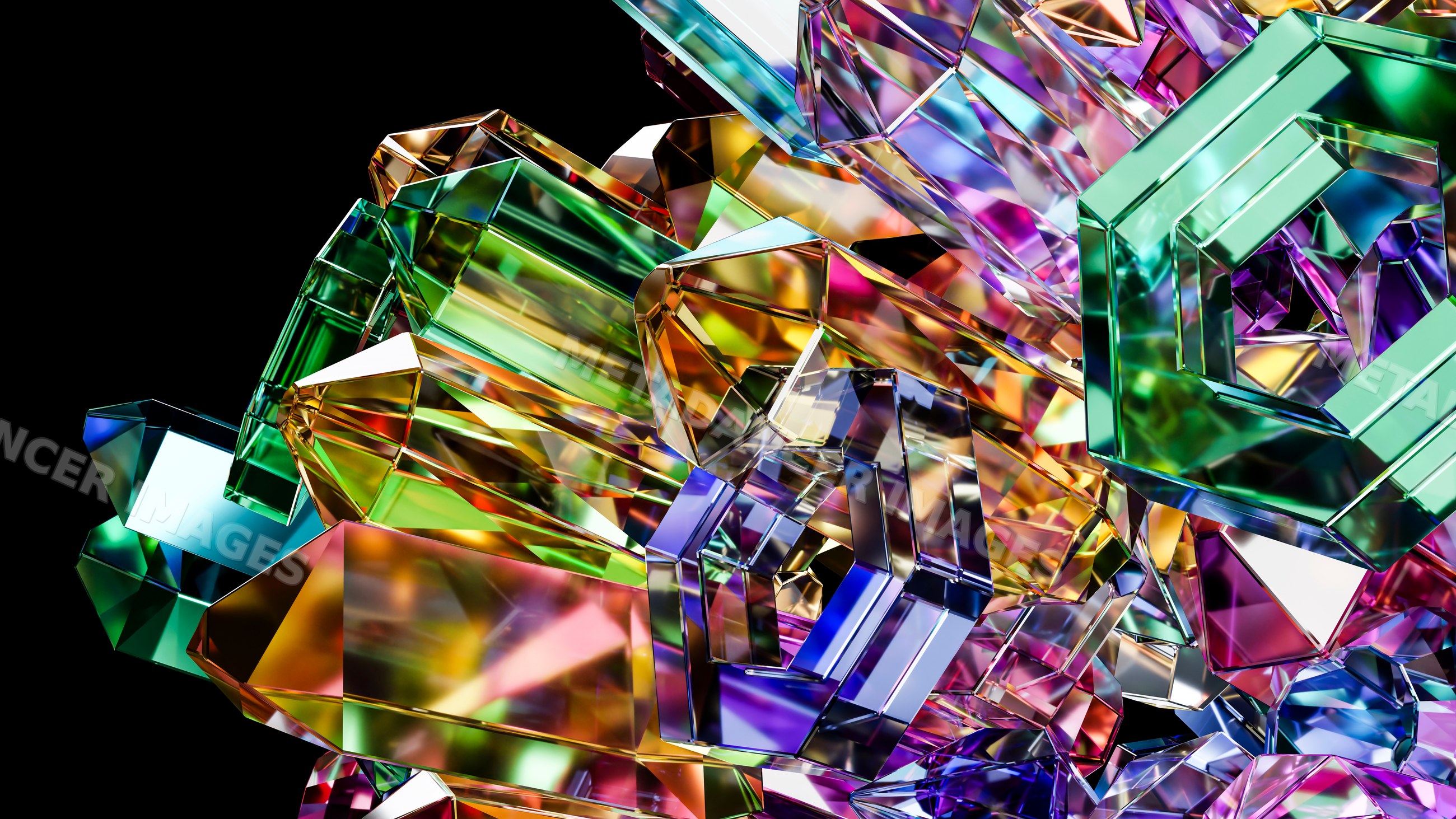 Colorful abstract geometric crystal illustration with prismatic