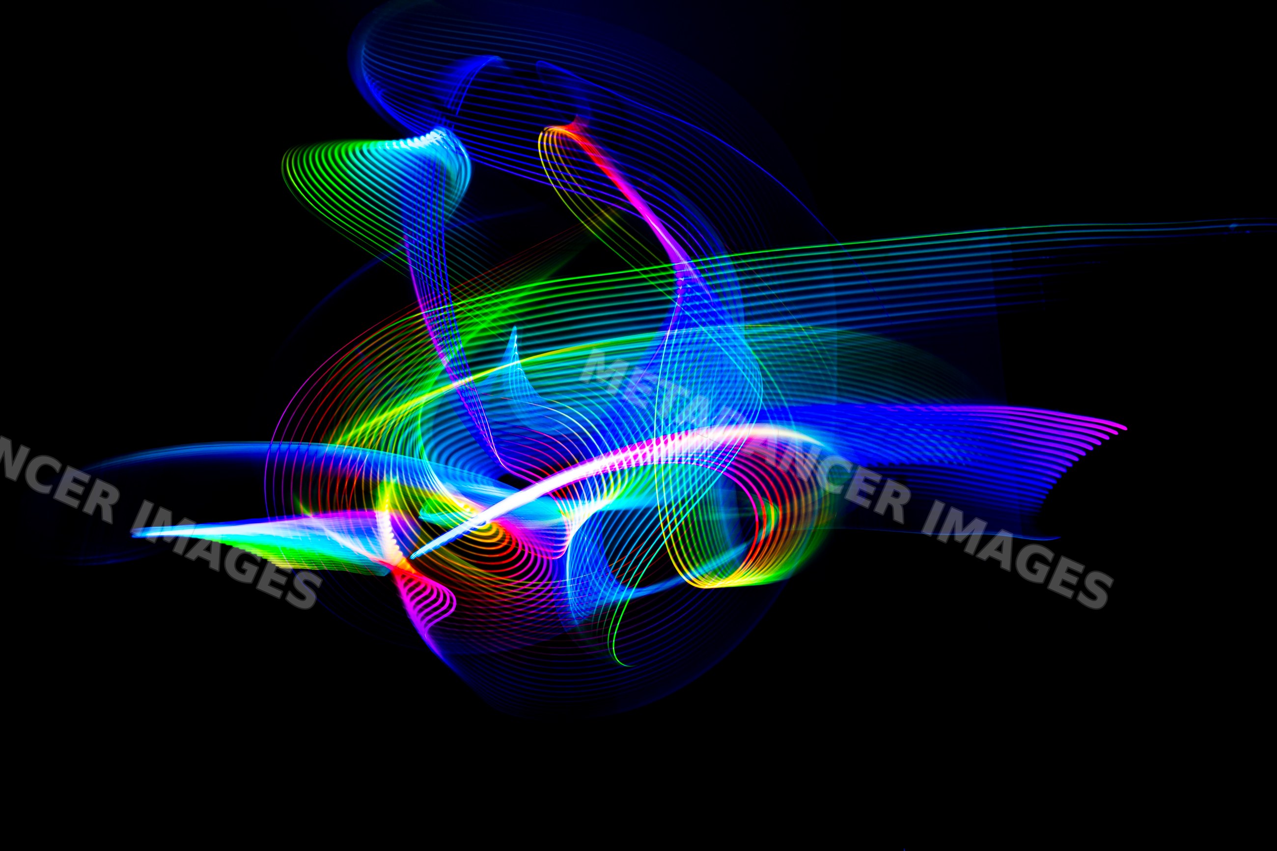 Colorful led light painting with swirling abstract patterns