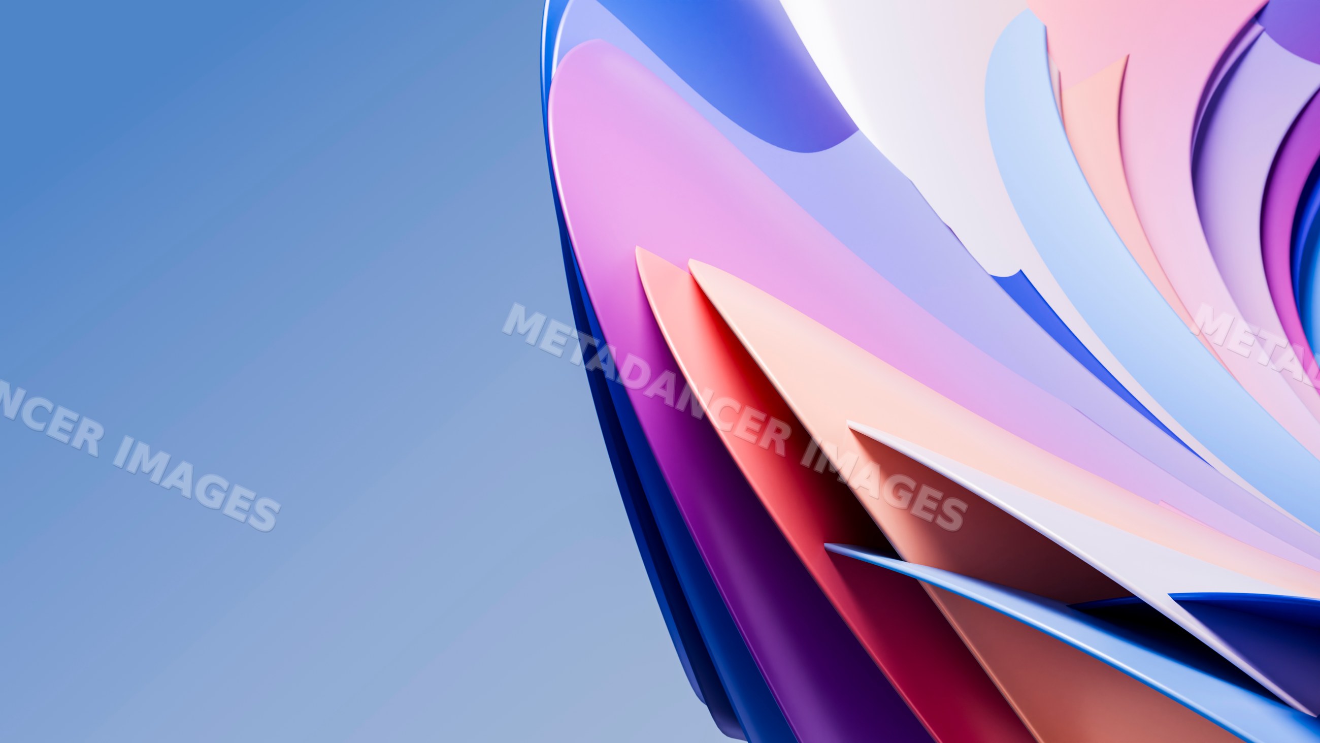 Abstract colorful layered curved shapes in digital illustration