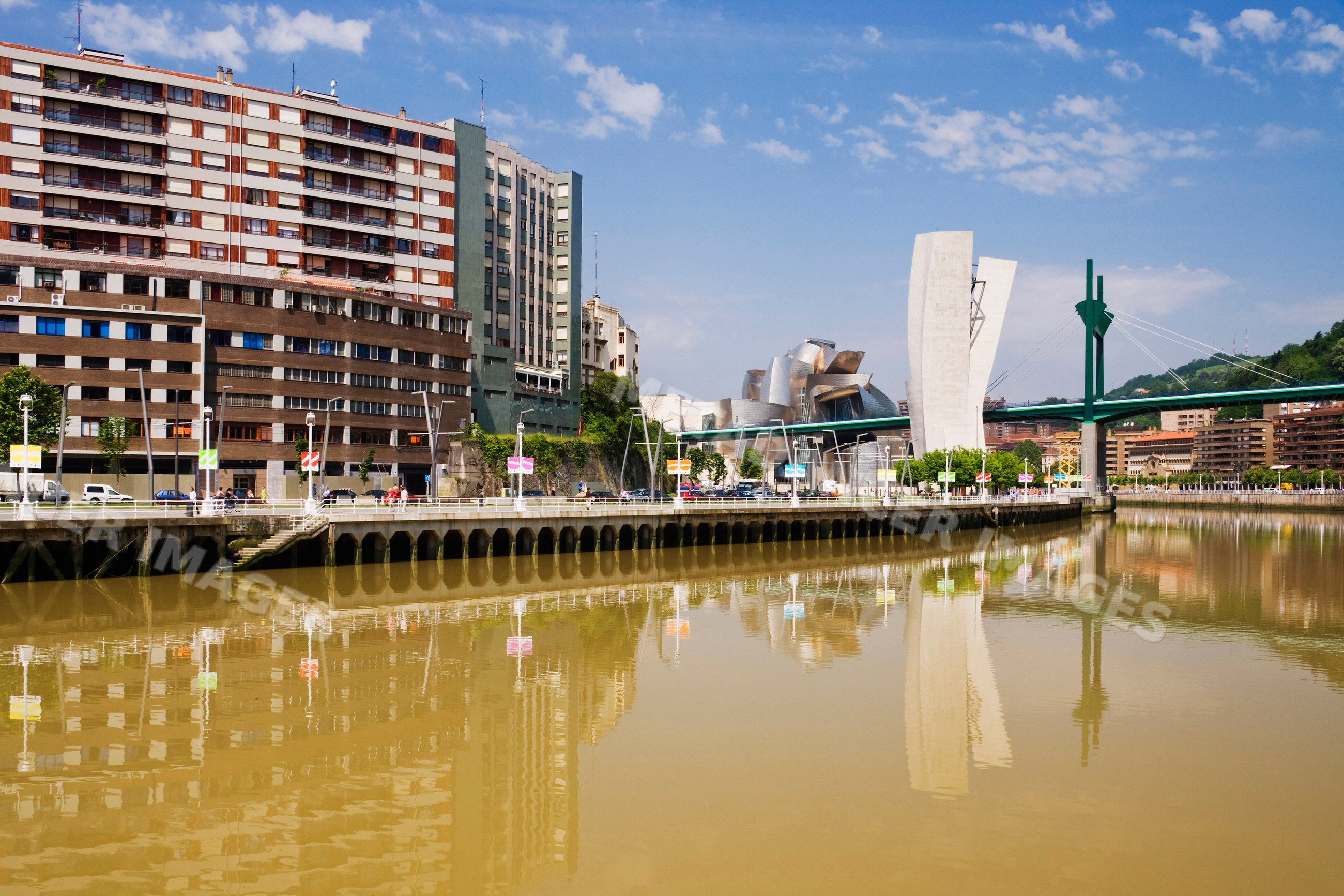 Nervion river and guggenheim museum Spain waterfront view