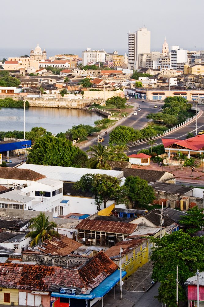 Overview of the old town and cityscape of cartagena, colombia