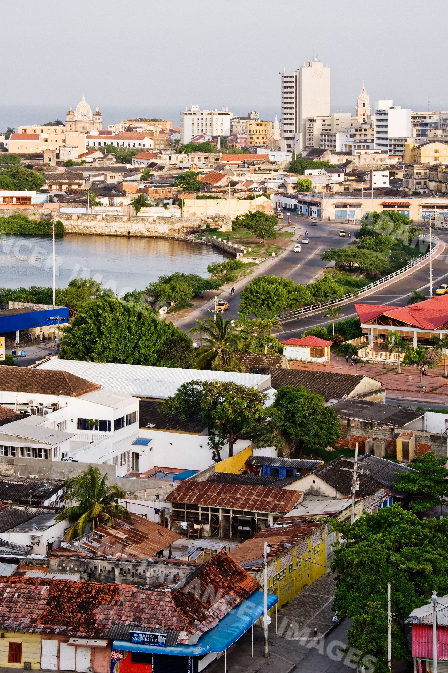 Overview of the old town and cityscape of cartagena, colombia