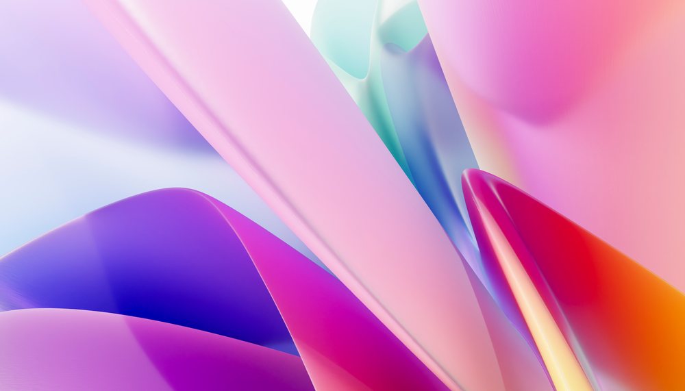Abstract colorful 3d fluid shapes in a modern digital art illustration