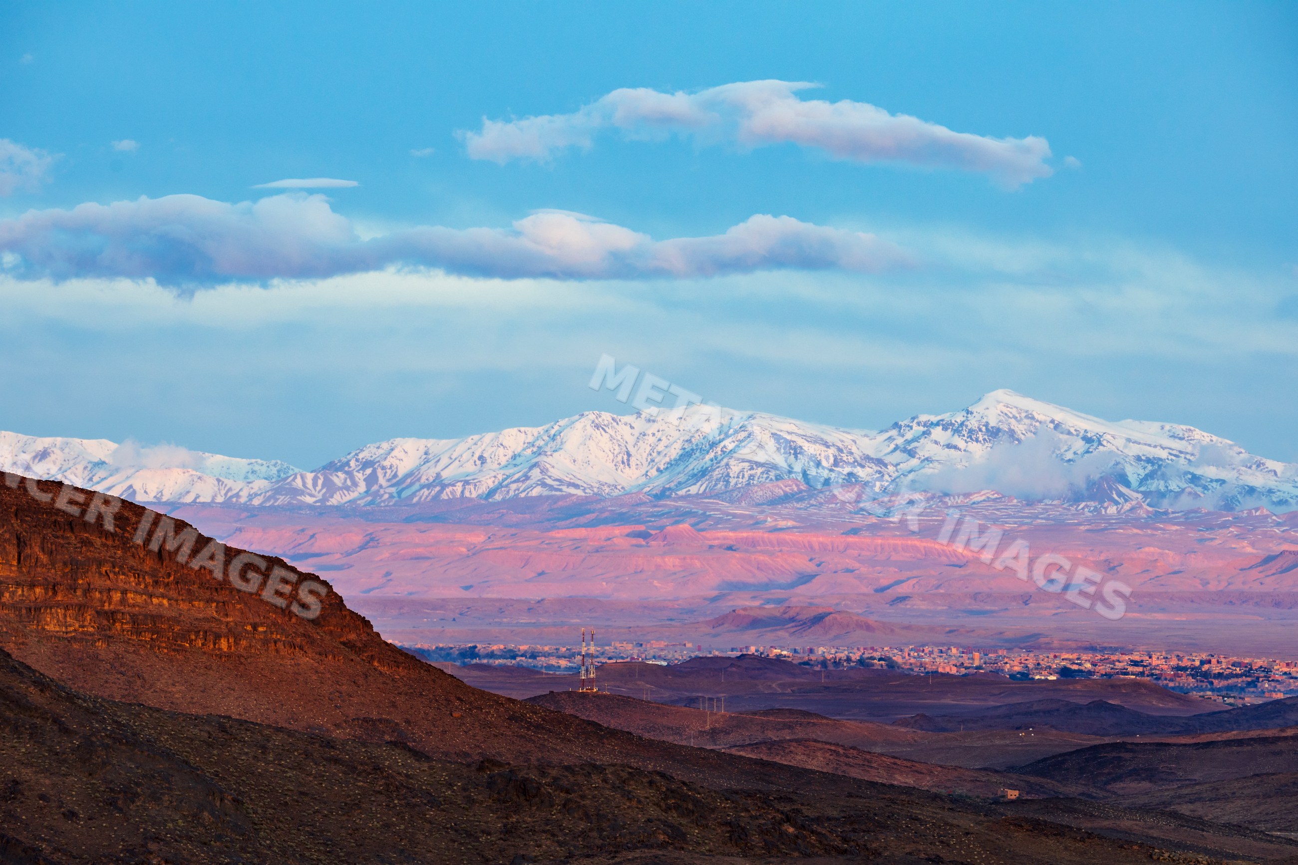 Atlas mountains Sunrise view from tizi n'tinififft pass