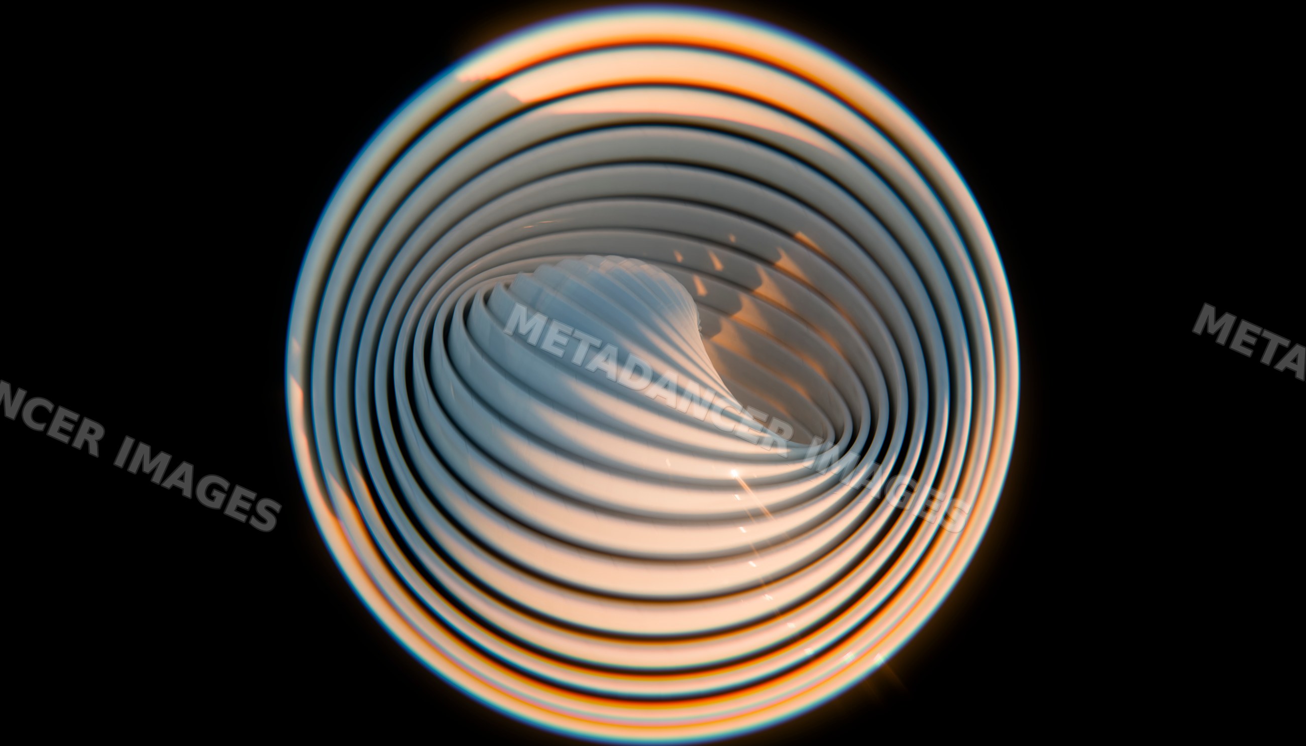 Digital 3d rendering of a white spiral-shaped abstract object