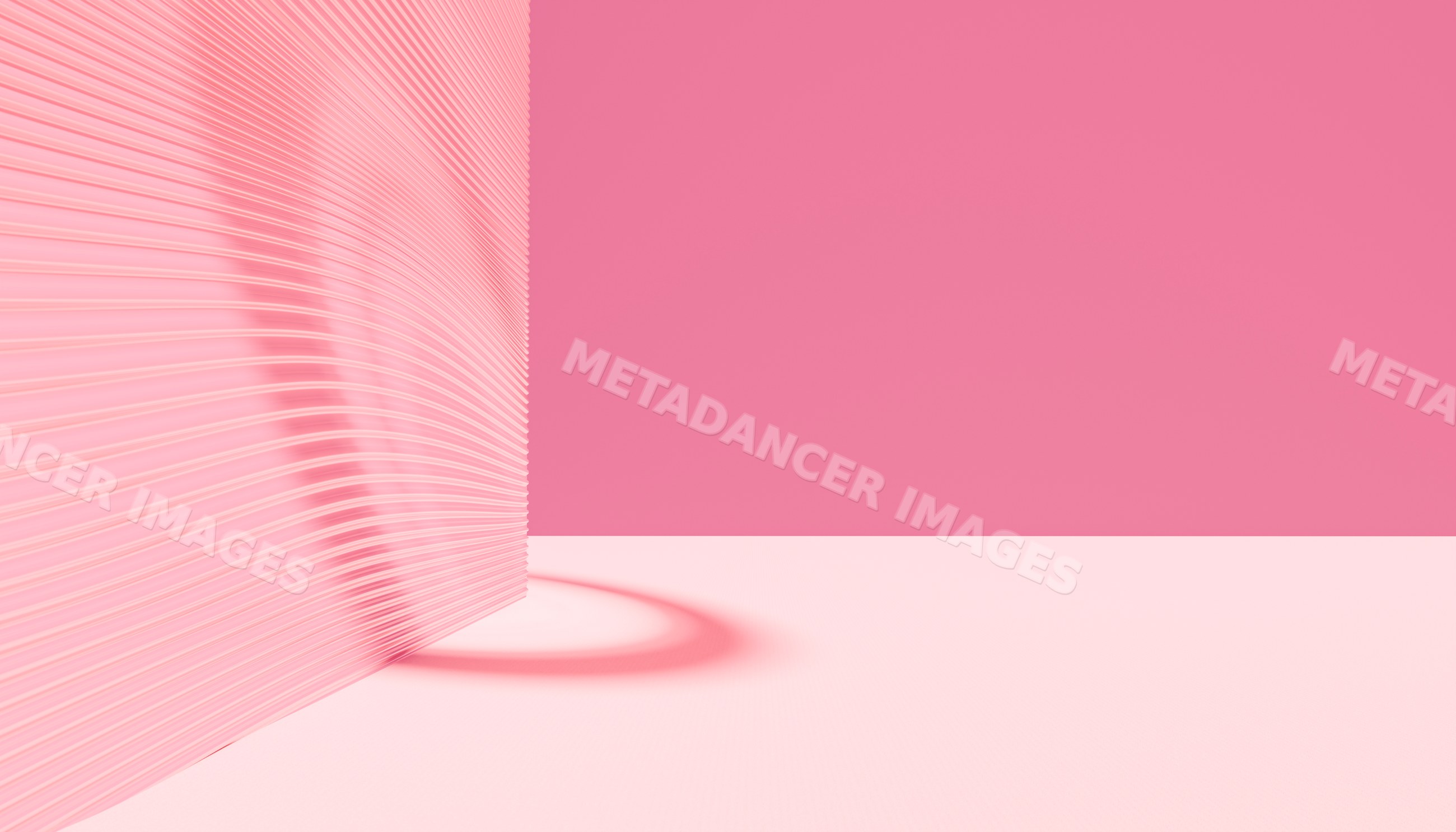 Abstract pink minimalist design with curved striped shadows
