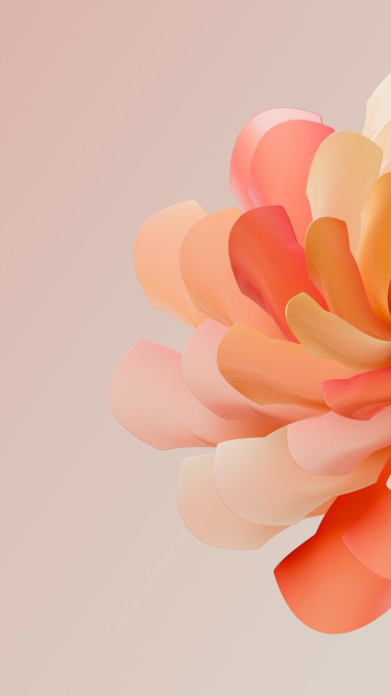 Abstract digital flower with soft orange and peach petals