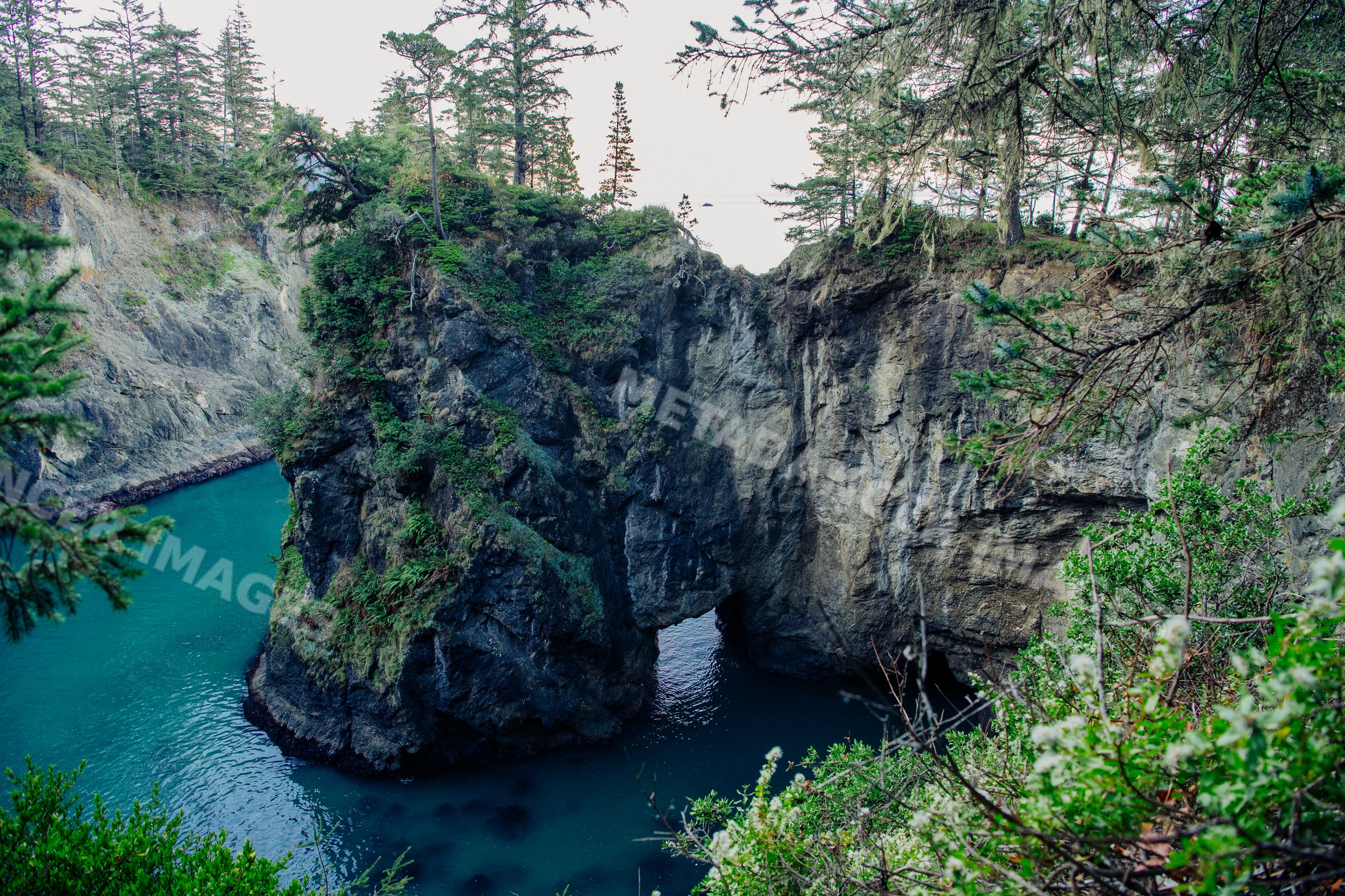 Sea arch rock formation over ocean, Oregon