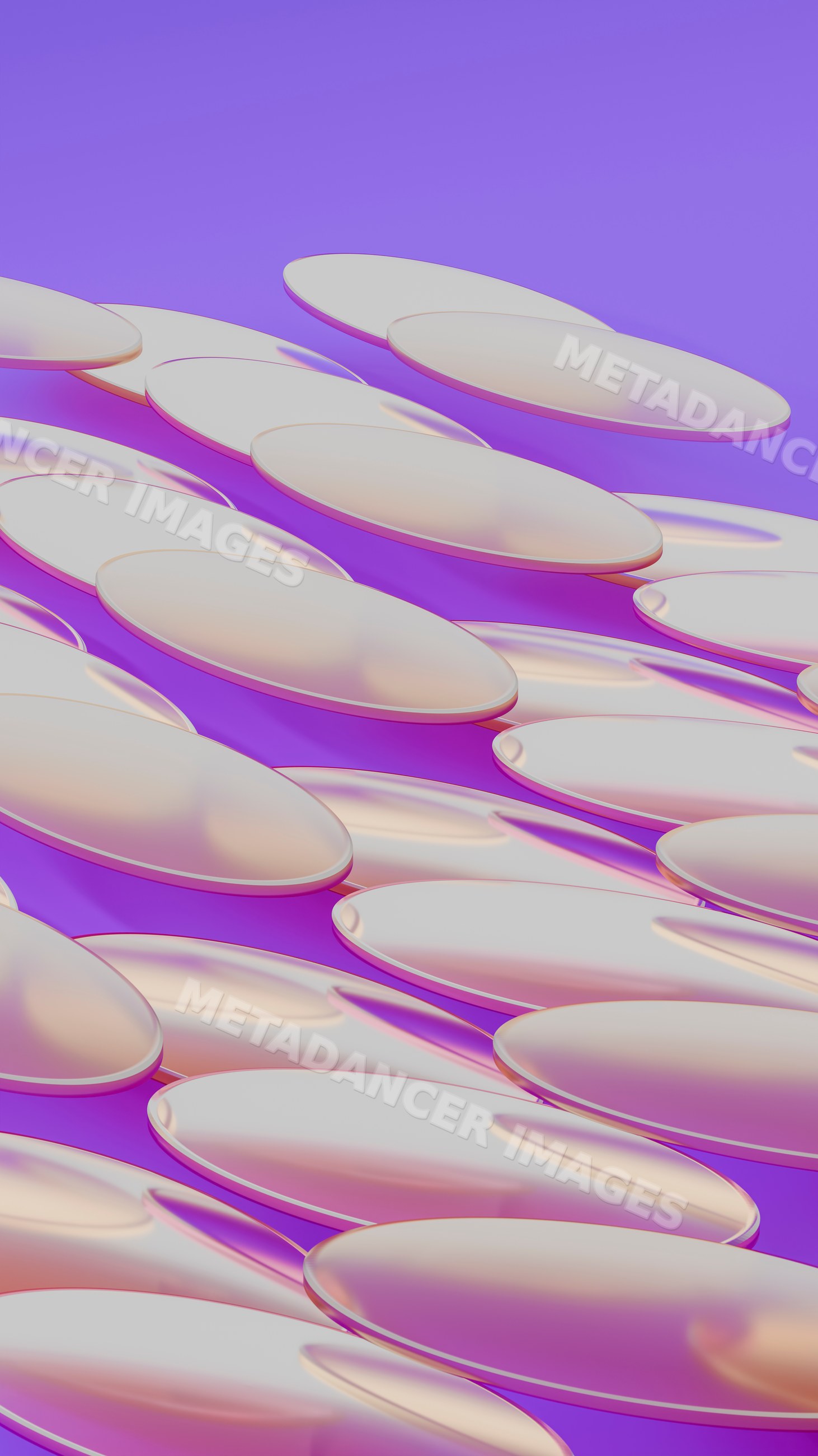 Close-up of translucent softgel capsules stacked on purple background