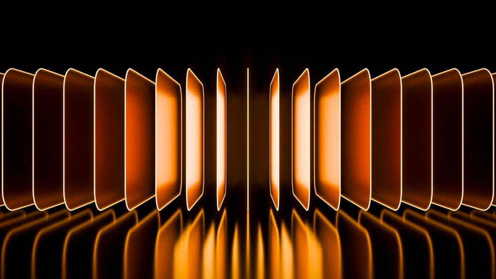 Glowing orange plates arranged