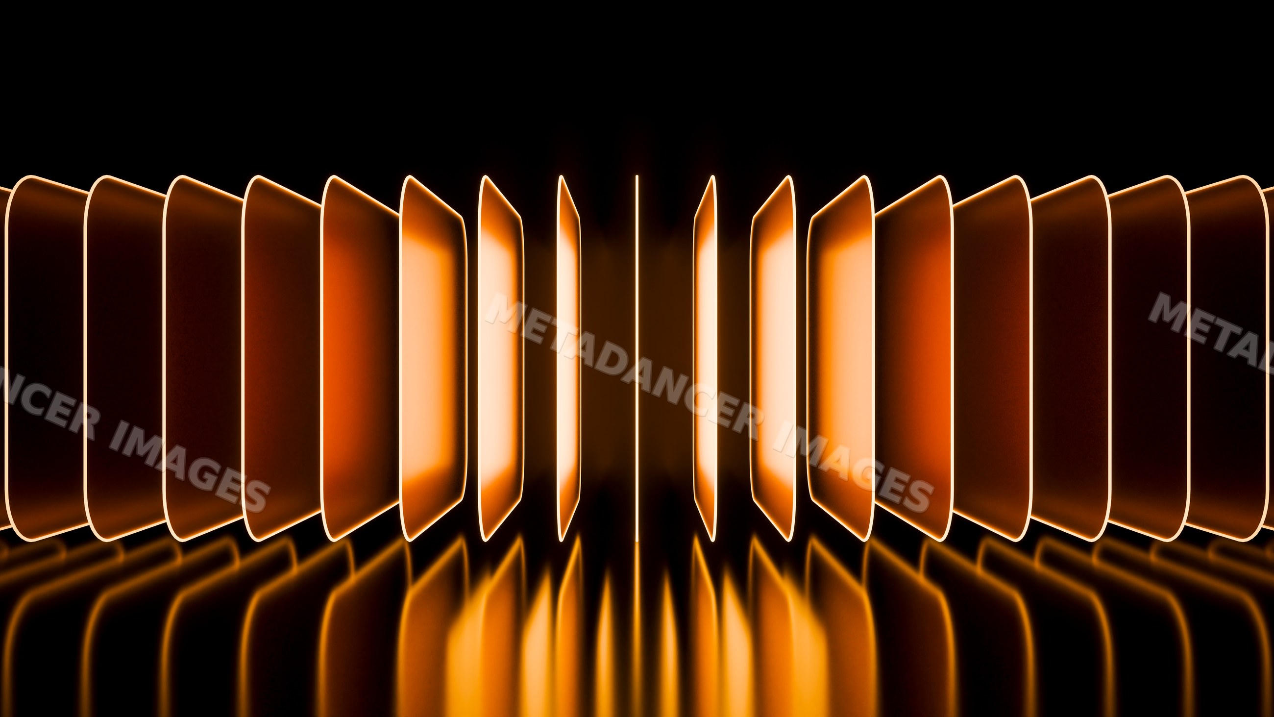 Glowing orange plates arranged