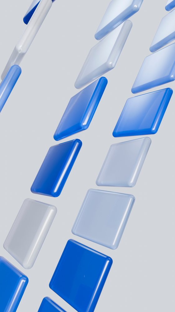Blue and white glossy floating squares