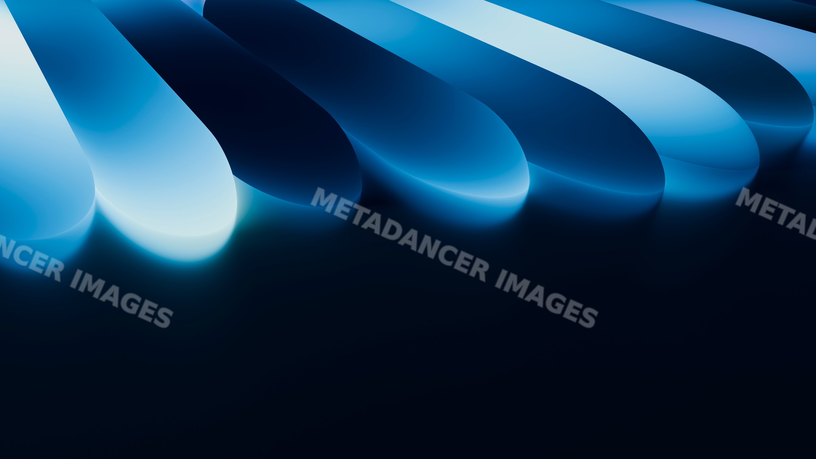 Abstract blue curved shapes with smooth gradient and reflections