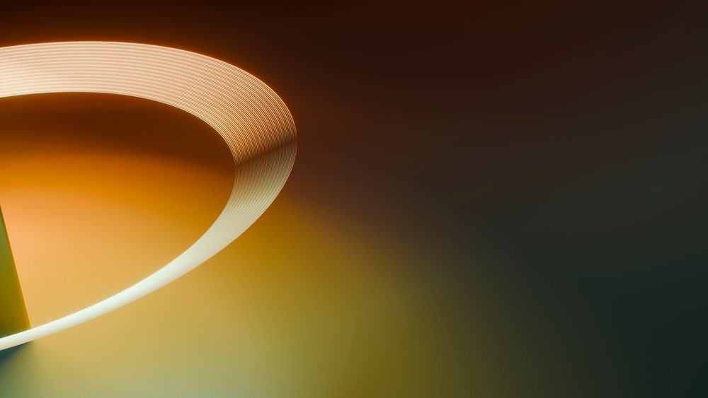 Abstract glowing orange light ring digital illustration with gradient
