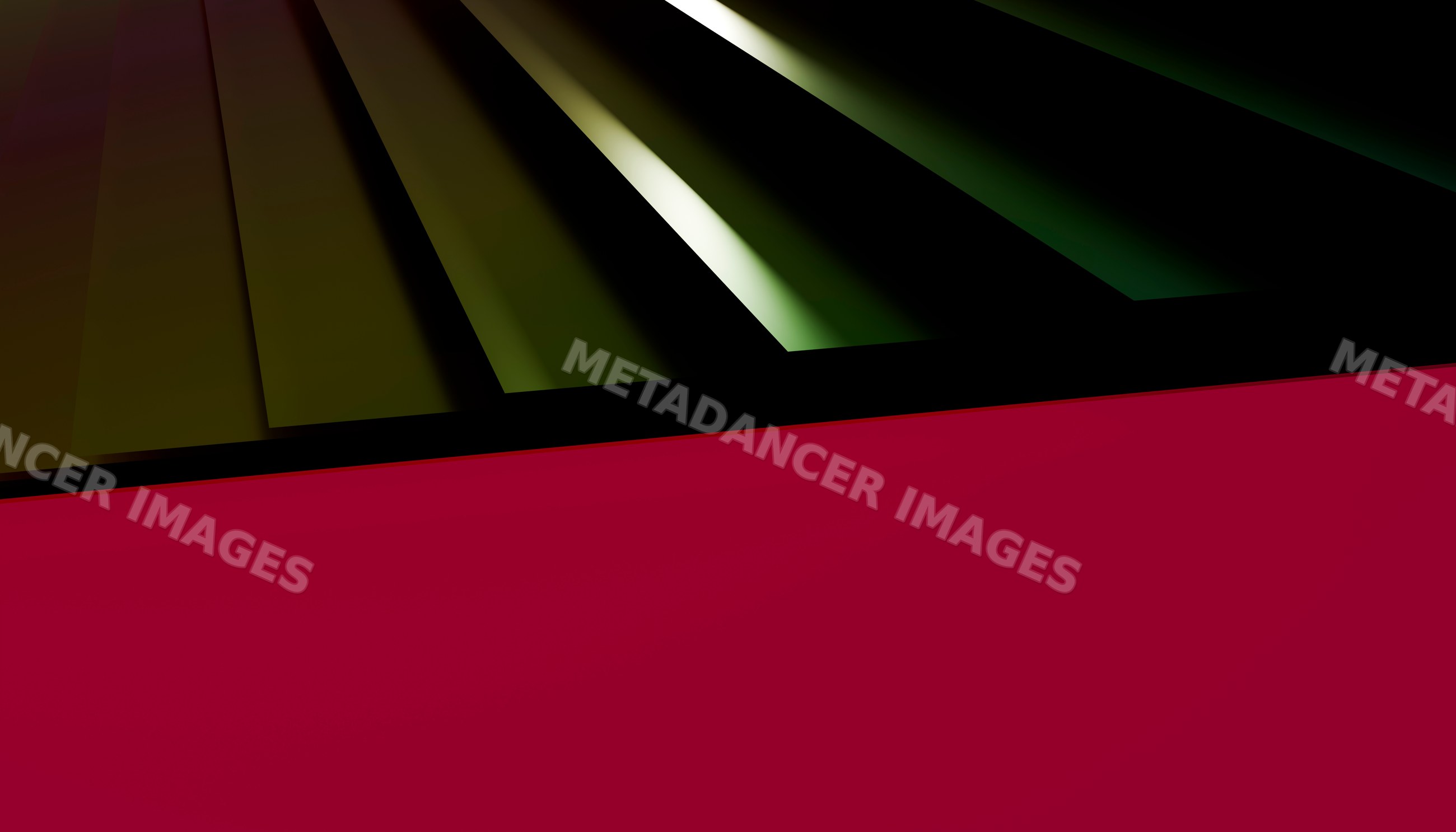 Close-up of dark green metal grate with slats above red surface