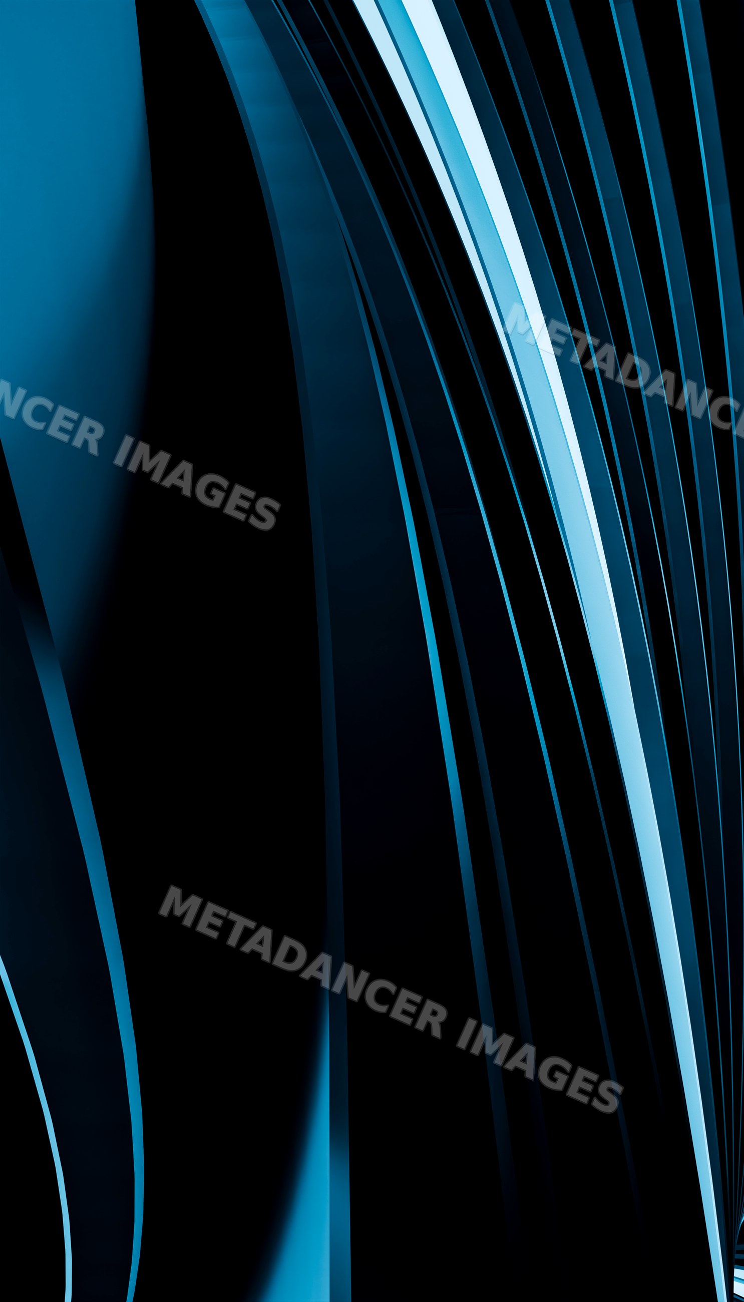 Abstract curved blue and black architectural lines in modern design