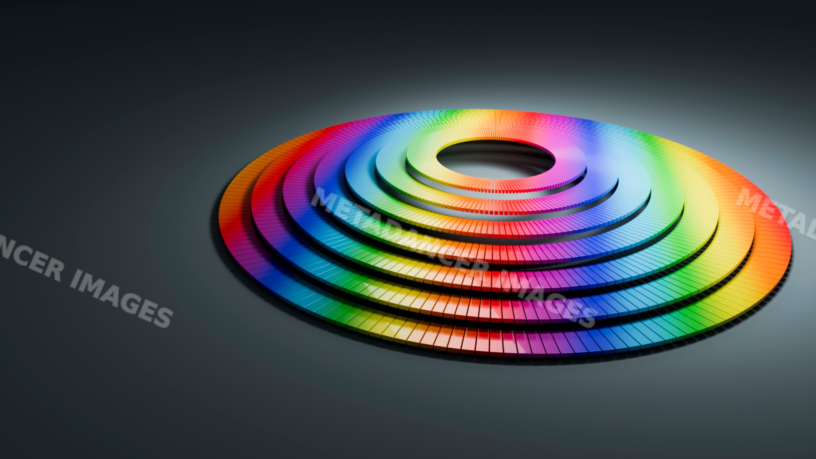 Circular array of multicolored blocks