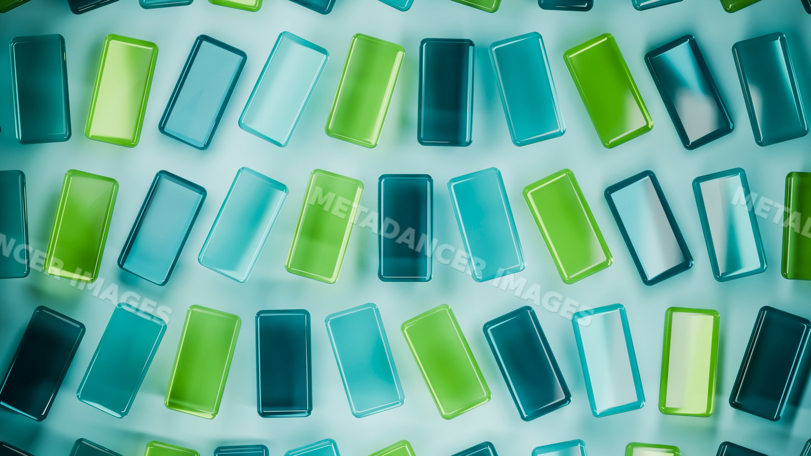 Blue and green glass rectangles