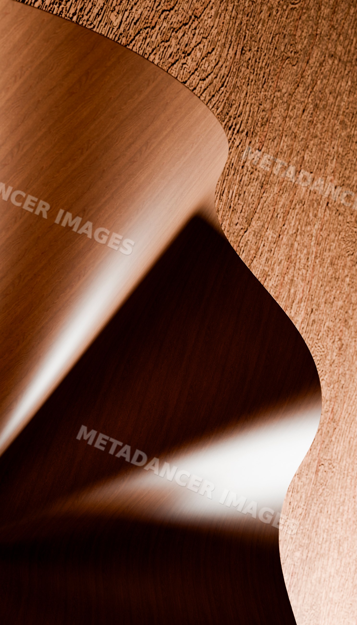 Curved wooden surface with detailed grain and smooth texture