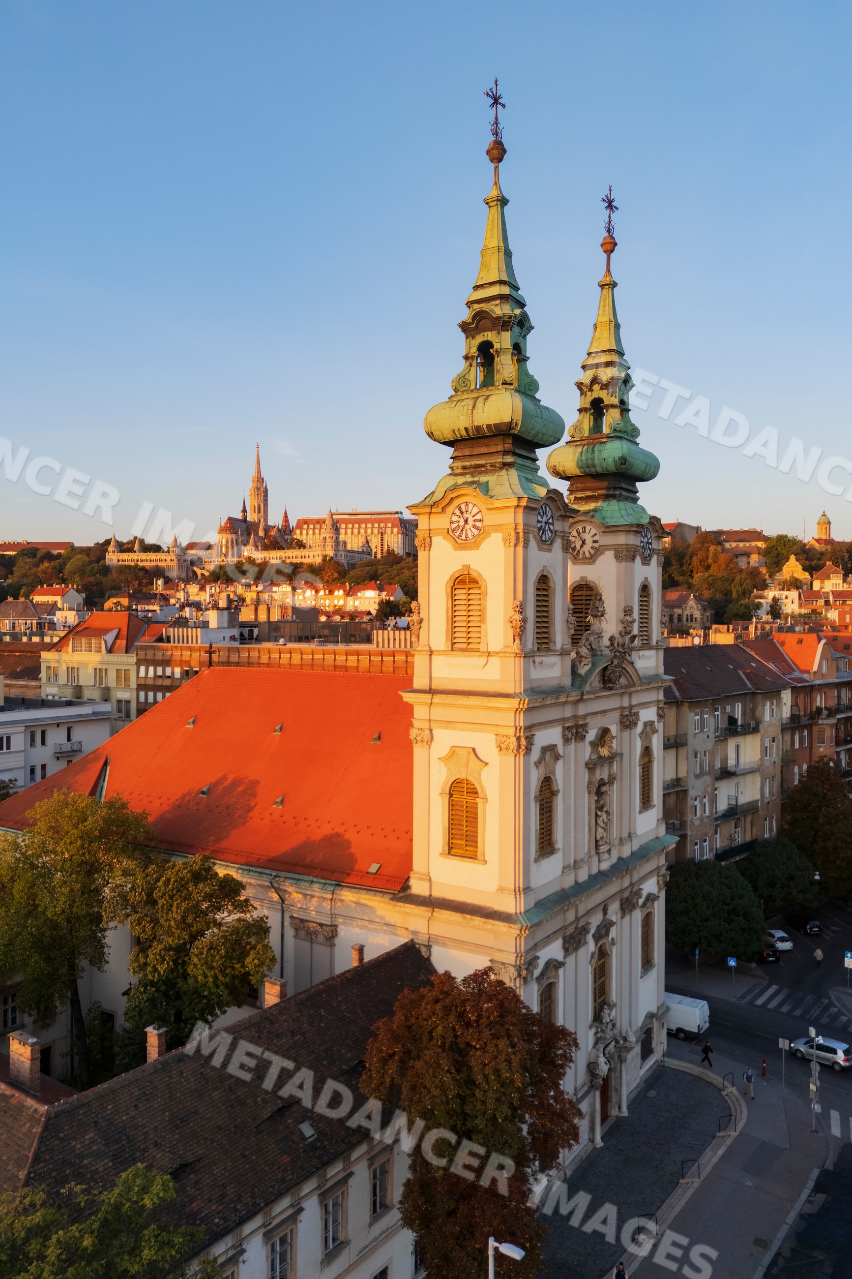 Church of St Anne with distinctive twin towers in budapest Hungary