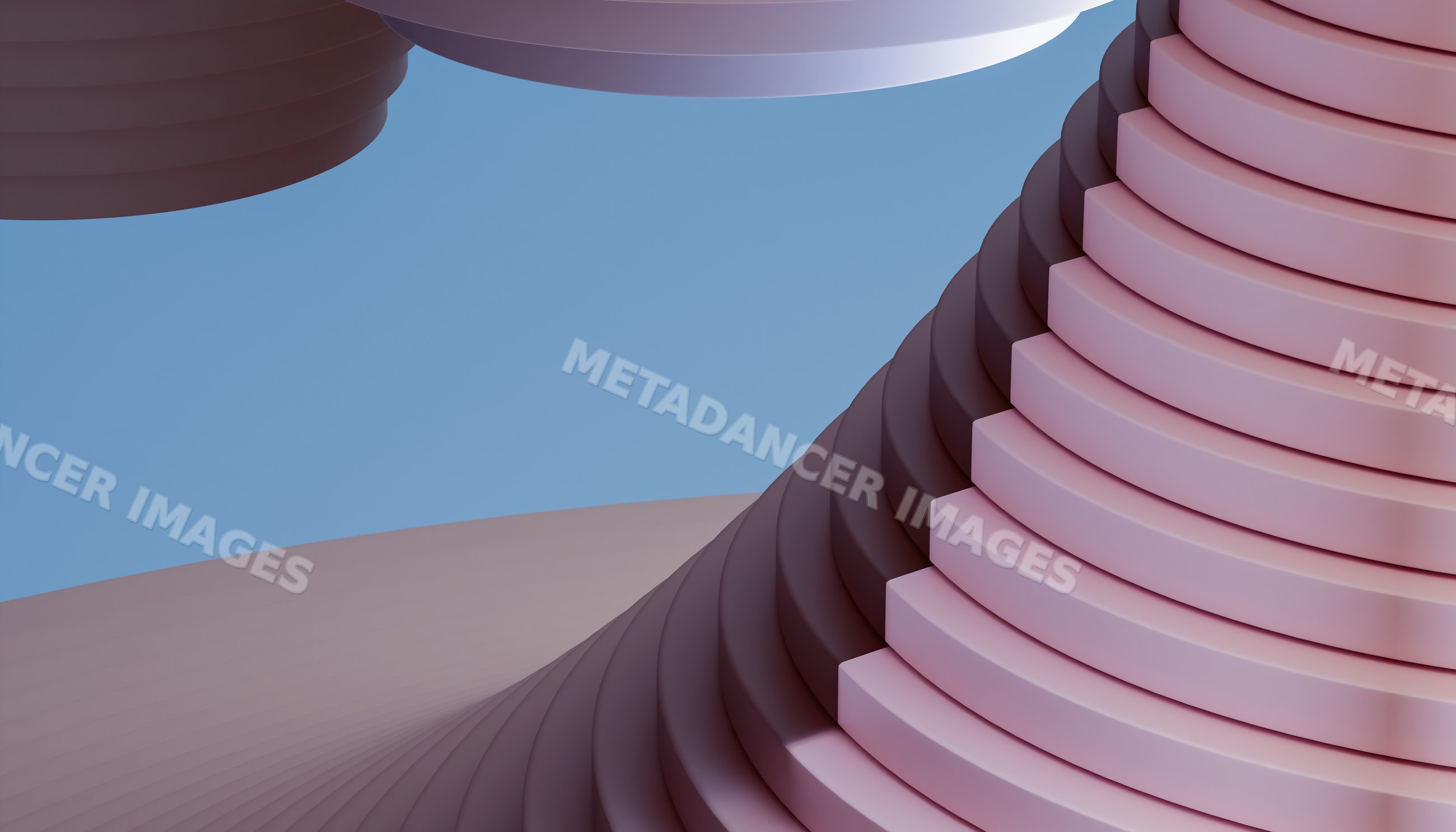 Abstract 3d render of layered curved pink shapes