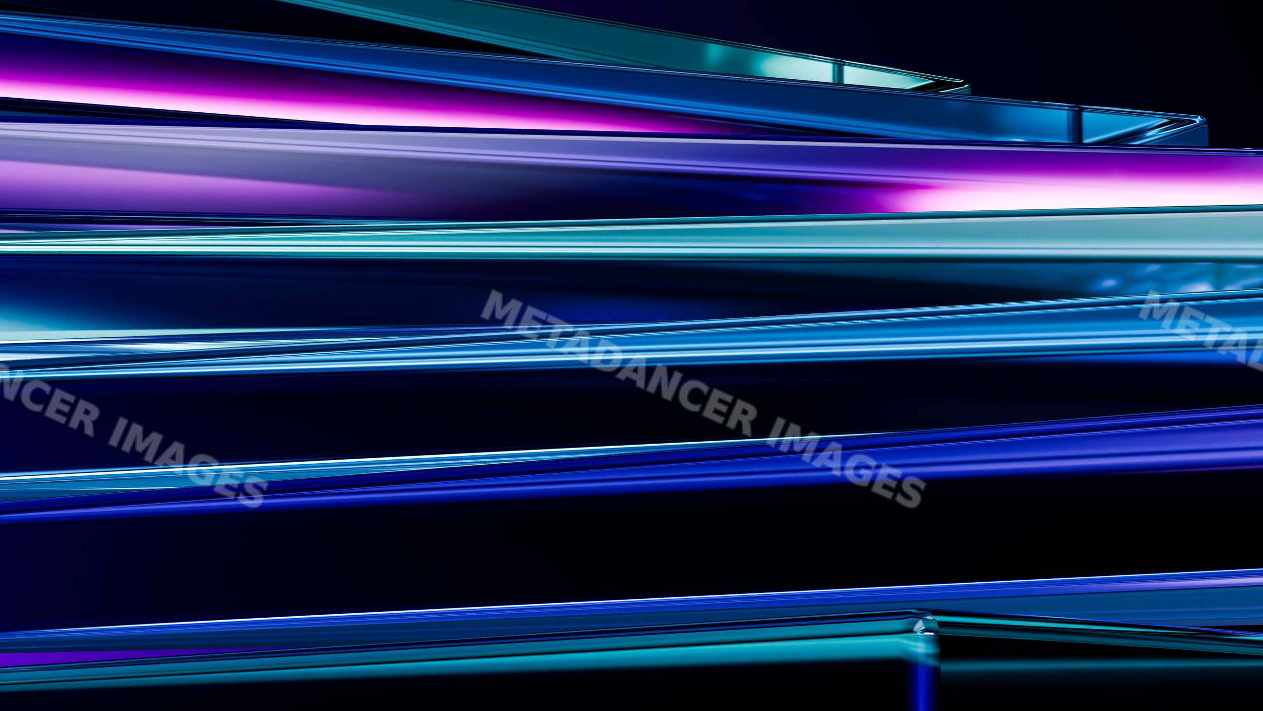 Abstract 3d-rendered glass layers with blue and purple gradients